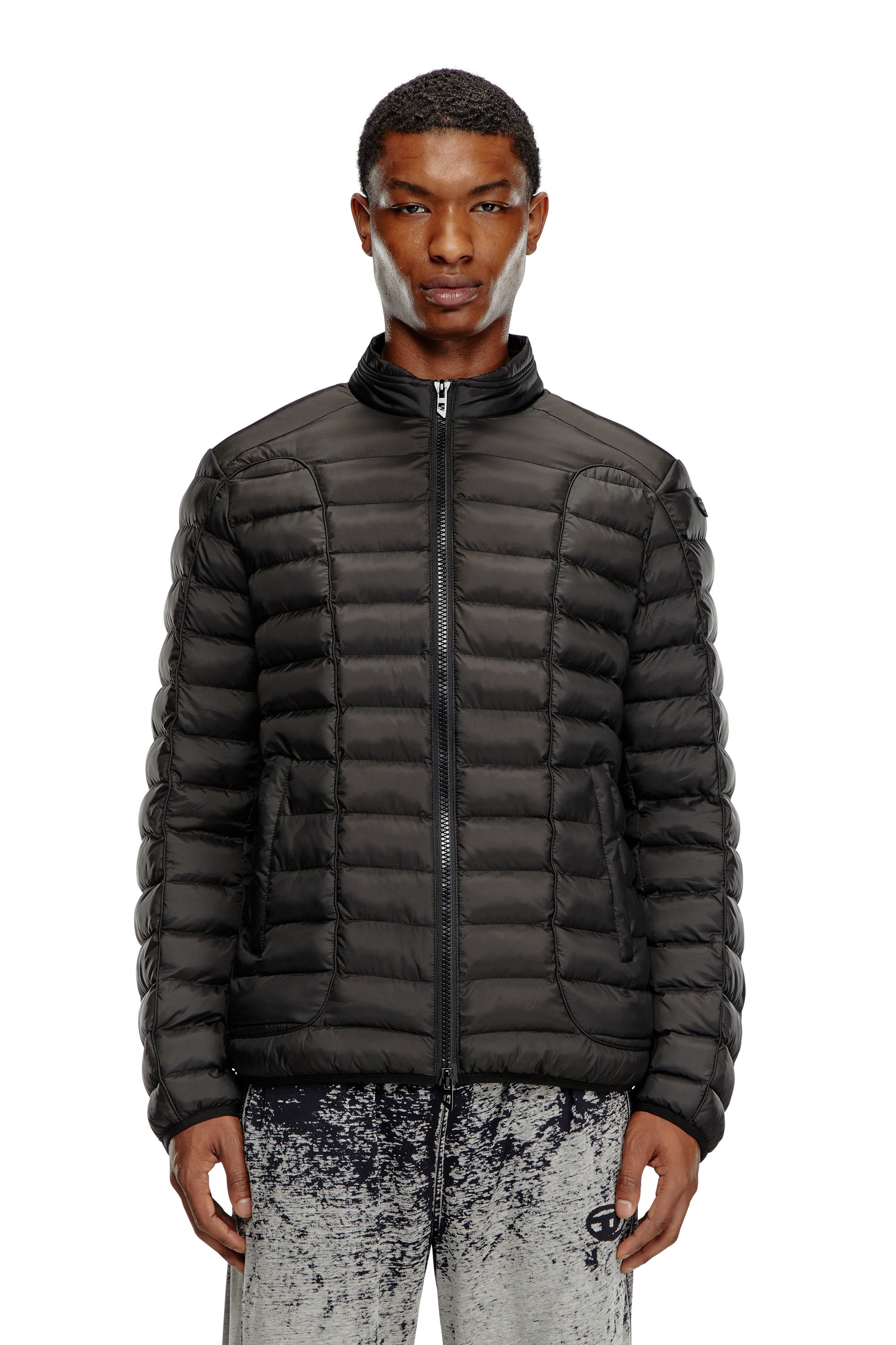 Diesel - W-PILOT, Male's Puffer jacket in light nylon in Black - 1