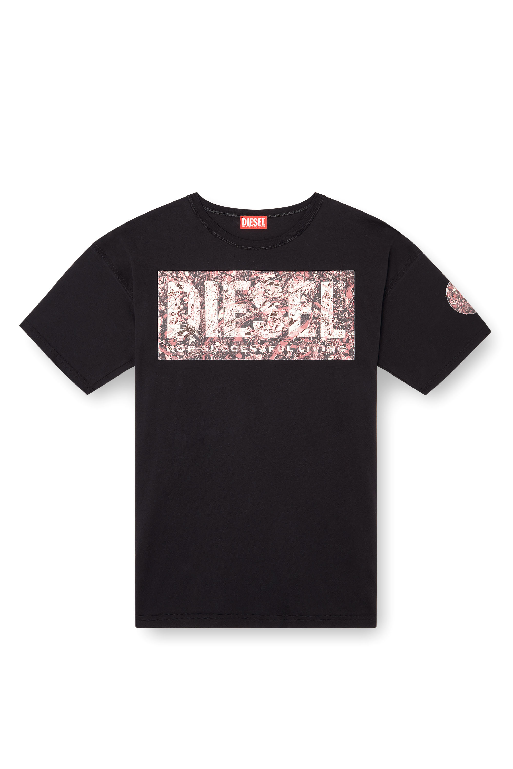 Diesel - T-BOXT-R22, T-shirt avec maxi empiècement en gabardine Homme in Noir - 4