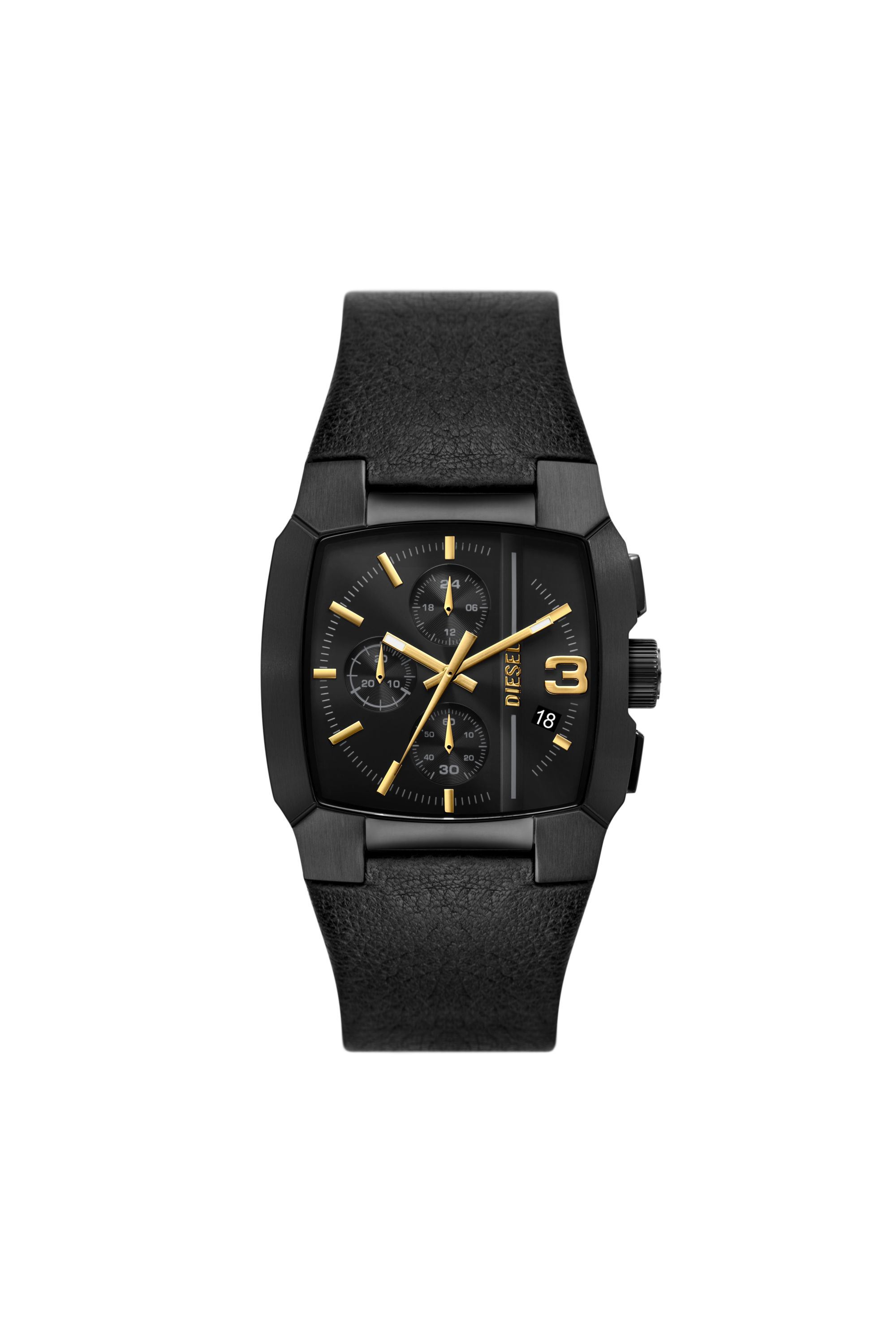 Diesel - DZ4645, Montre chronographe Cliffhanger en cuir noir Homme in Noir - 1