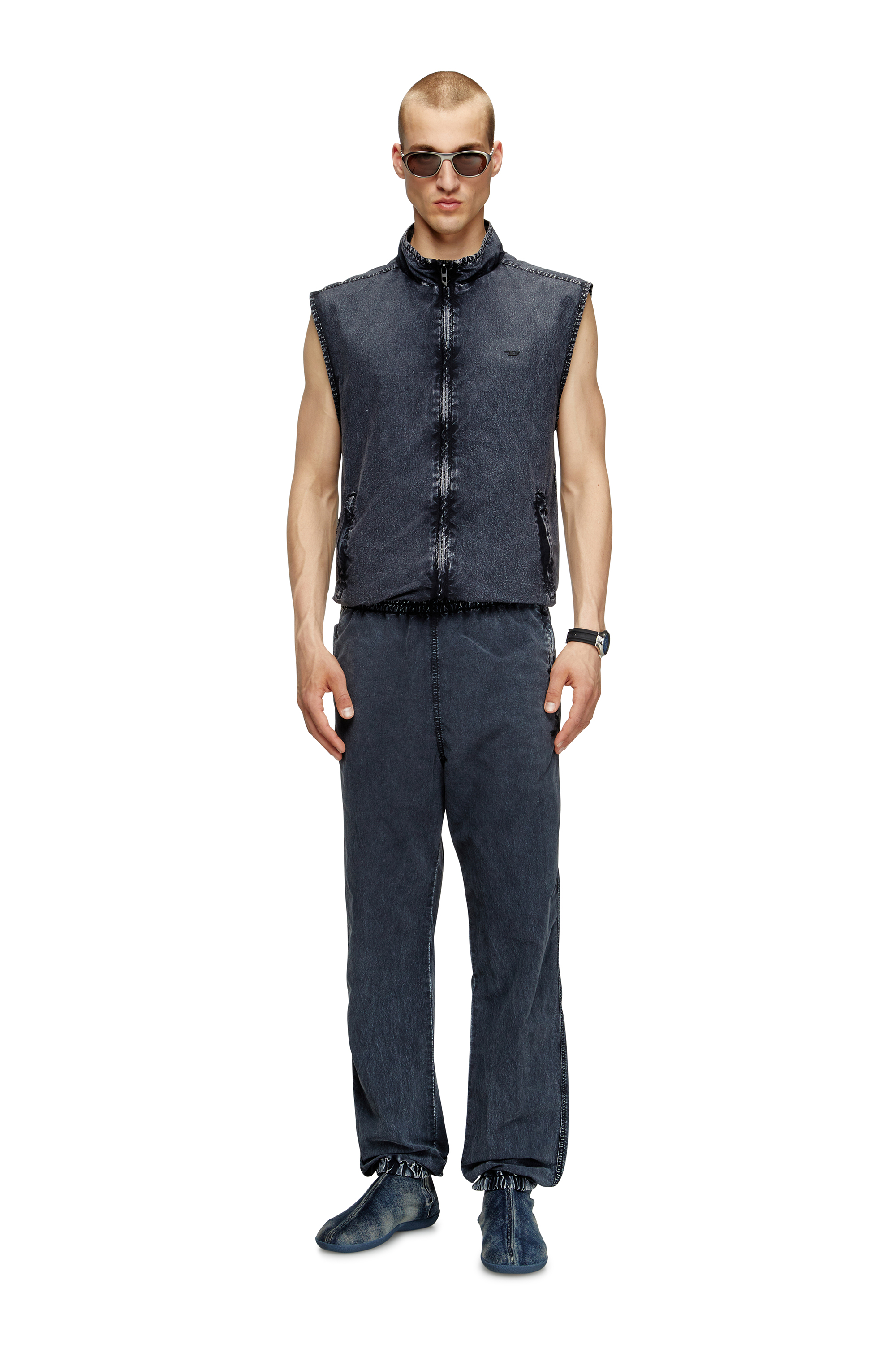 Diesel - J-ERB, Male's Vest in recycled nylon taslan in Dark Blue - 2