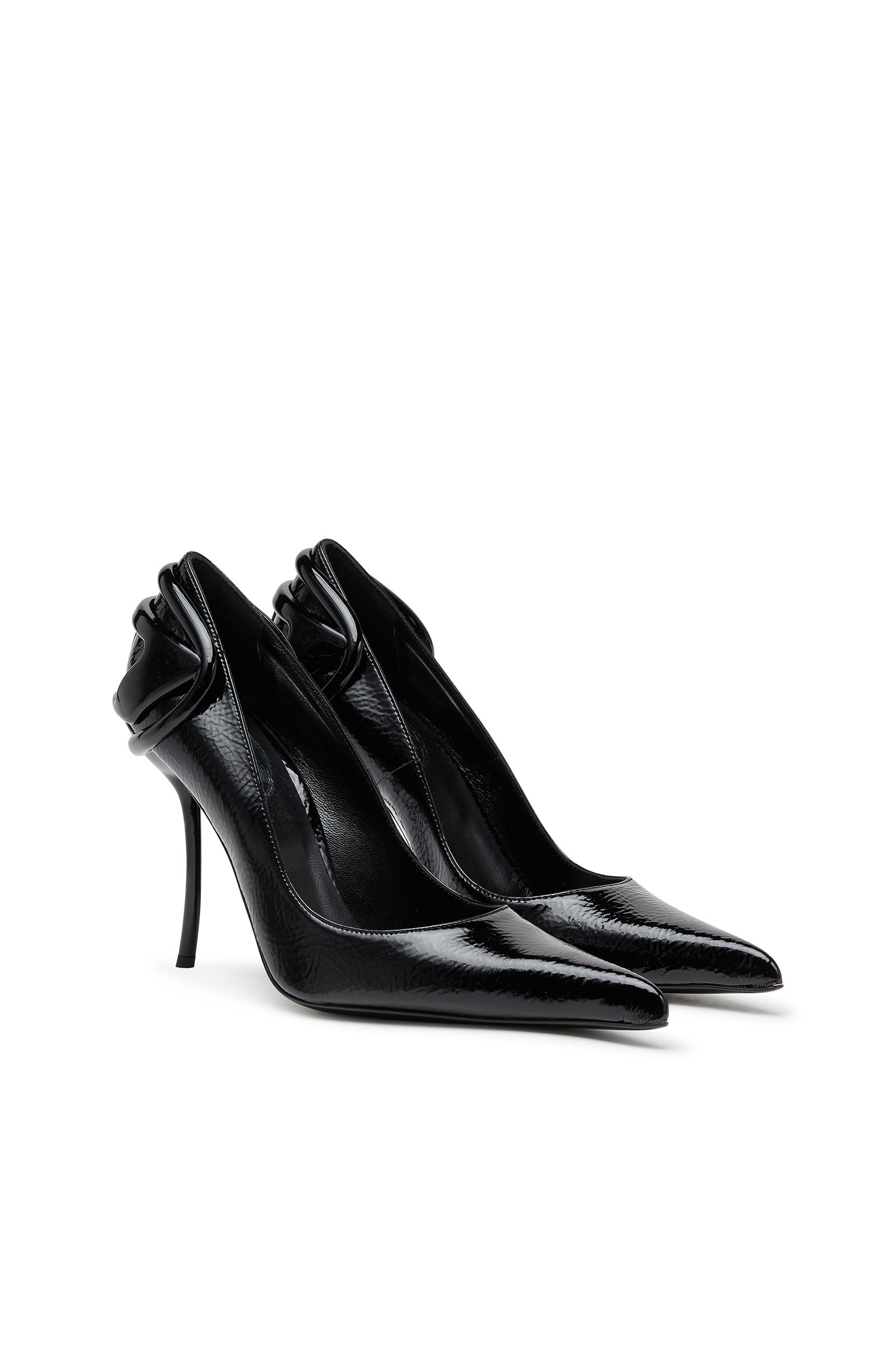 Diesel - D-TEN&HALF P, Female's D-Ten&Half-Glossy pumps with curved heel in Black - 2