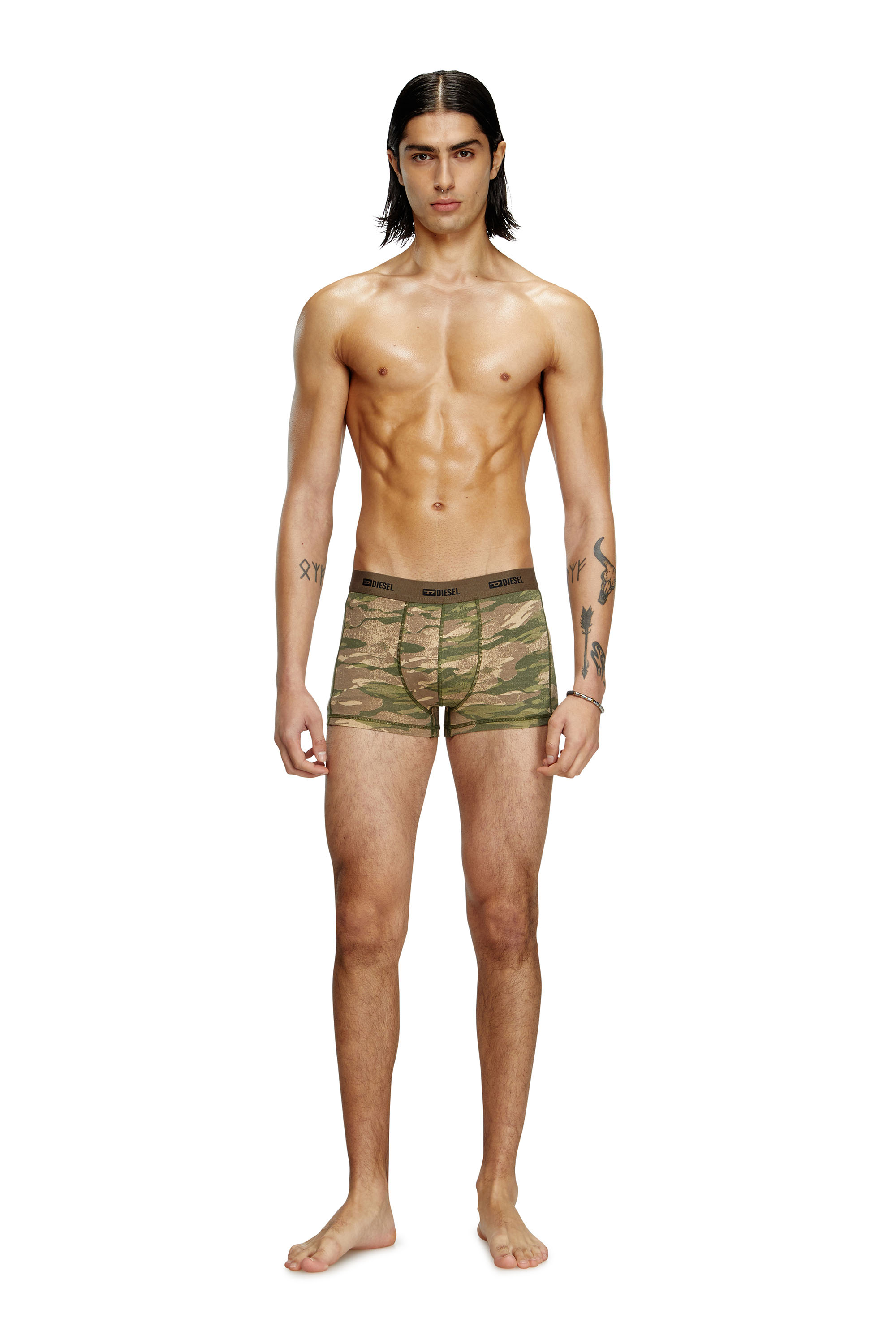 Diesel - DAMIEN-UTLT-3PACK, Male's 3-pack of boxer briefs plain and camo in Brown/Green - 2