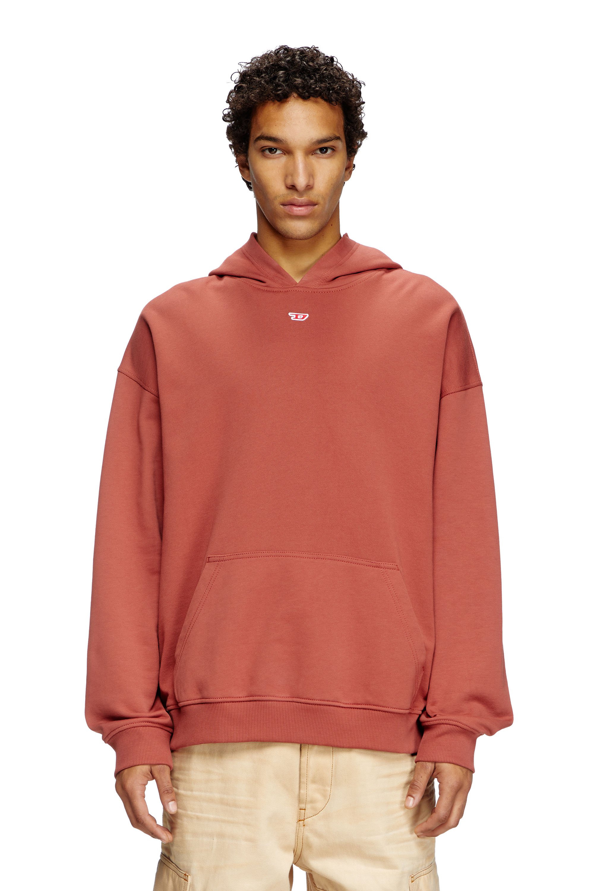 Diesel - S-BOXT-HOOD-D, Male's Hoodie with D logo patch in Red - 1