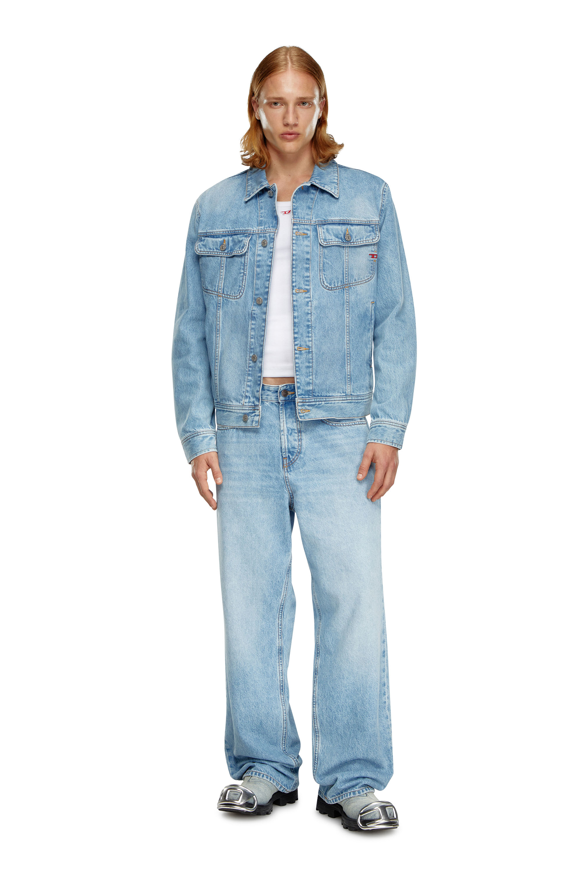 Diesel - D-BARCY, Male's Regular-fit trucker jacket in Light Blue - 2