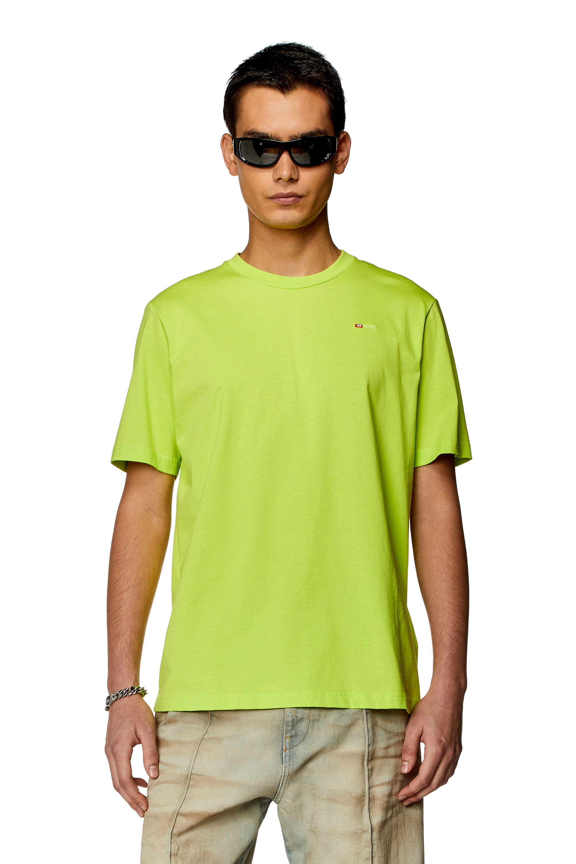 Diesel - T-JUST-MICRODIV, Homme T-shirt avec logo micro-brodé in Vert - Image 1
