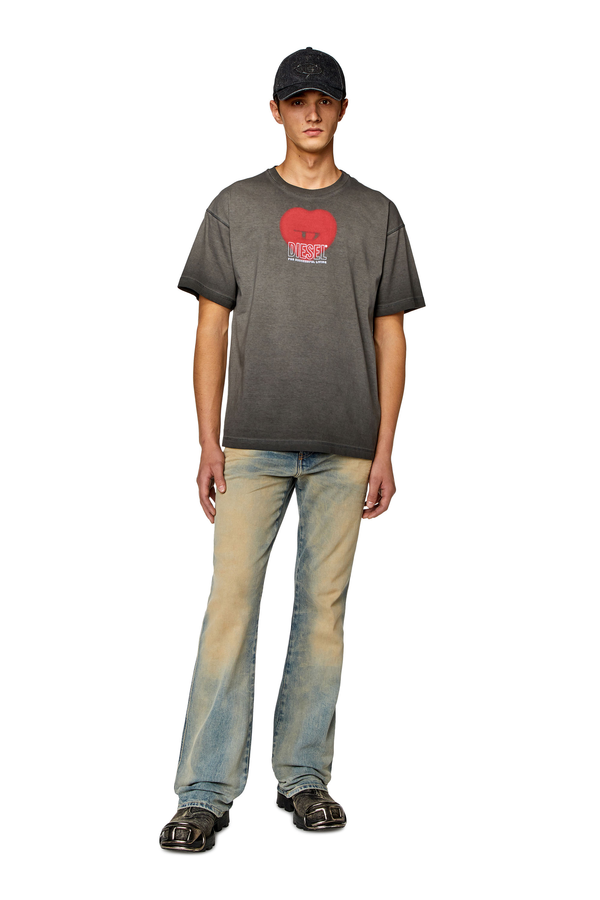 Diesel - T-BUXT-N4, Homme T-shirt avec imprimé cœur in Gris - Image 3