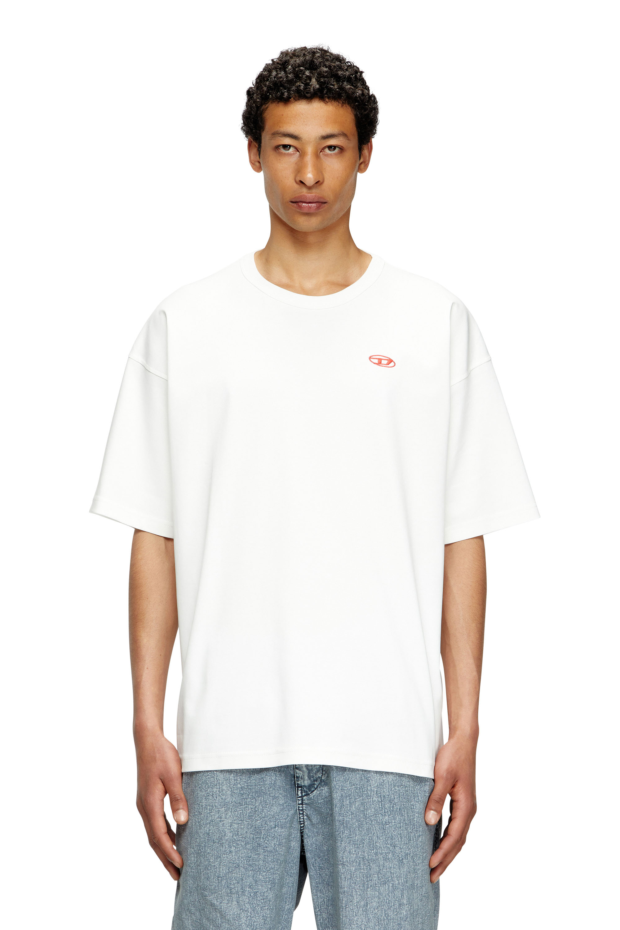 Diesel - T-BOXT-T6, Male's T-shirt with red Oval D in White - 1