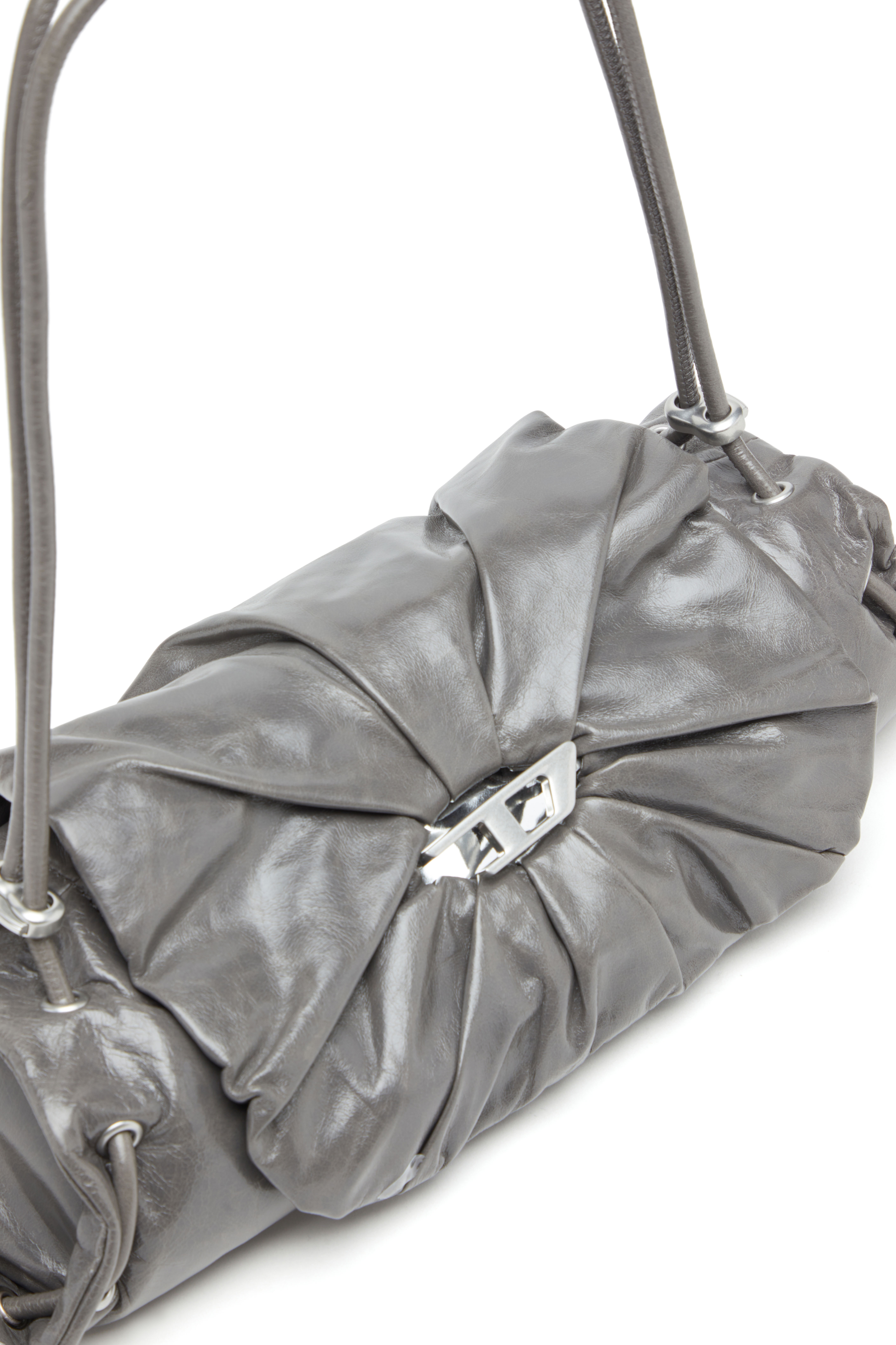 Diesel - SCRUNCH-D SHOULDER S, Female's Scrunch-D S-Shoulder bag in scrunched leather in Grey - 5