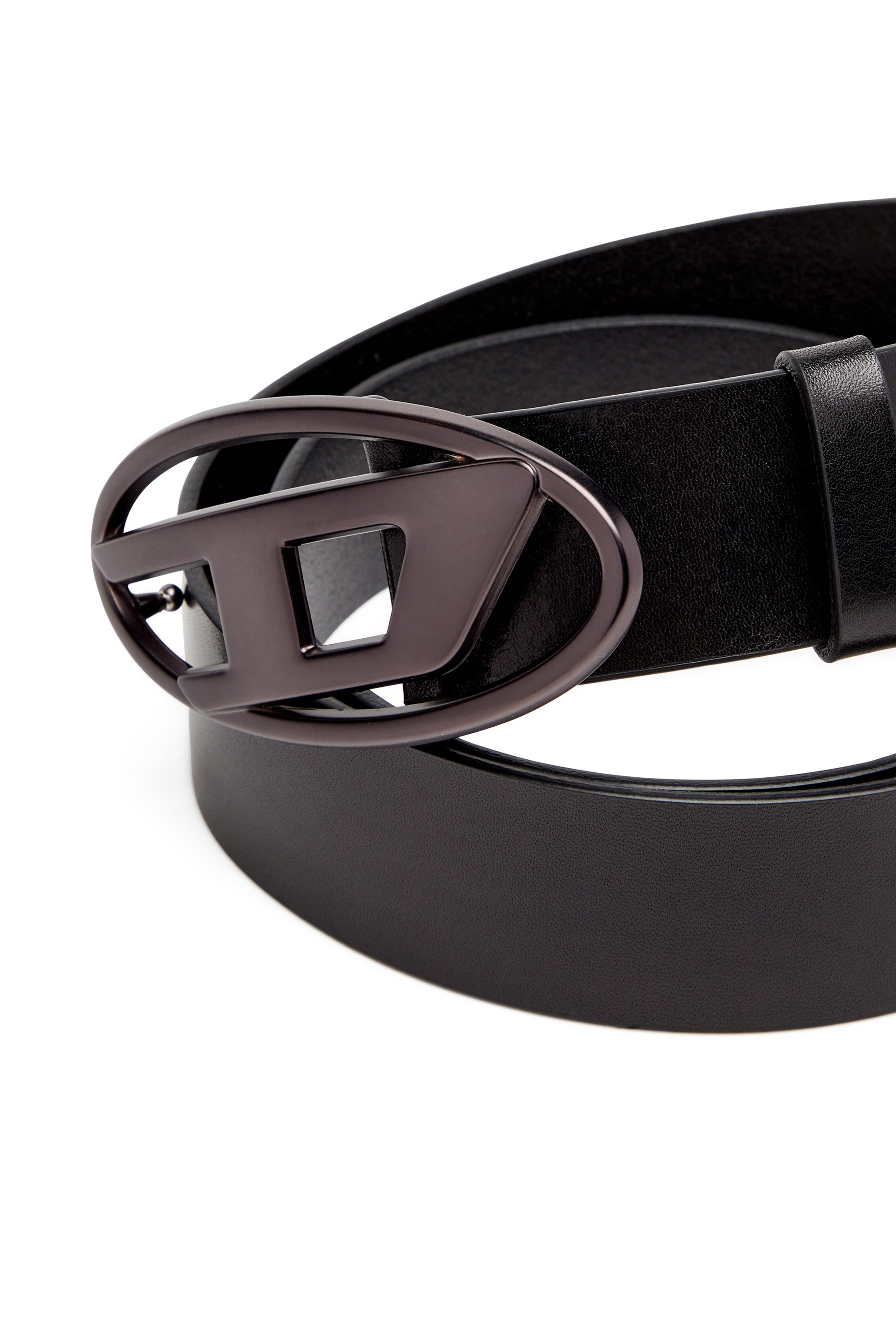 Diesel - B-1DR, Leather belt with metallic Oval D buckle Mixte in Noir - 3