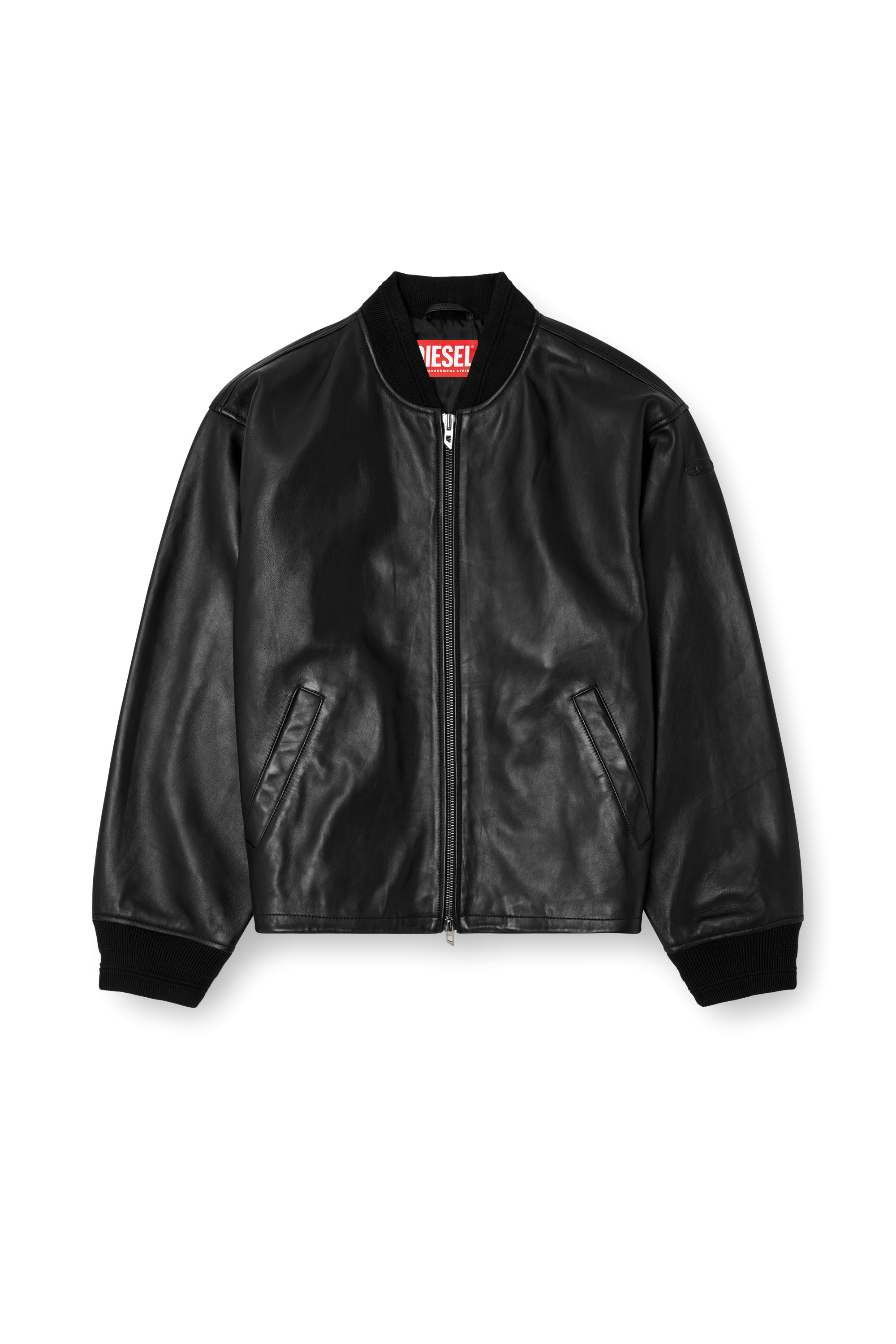 Diesel - L-KHAT, Veste bomber en cuir ciré Homme in Noir - 5