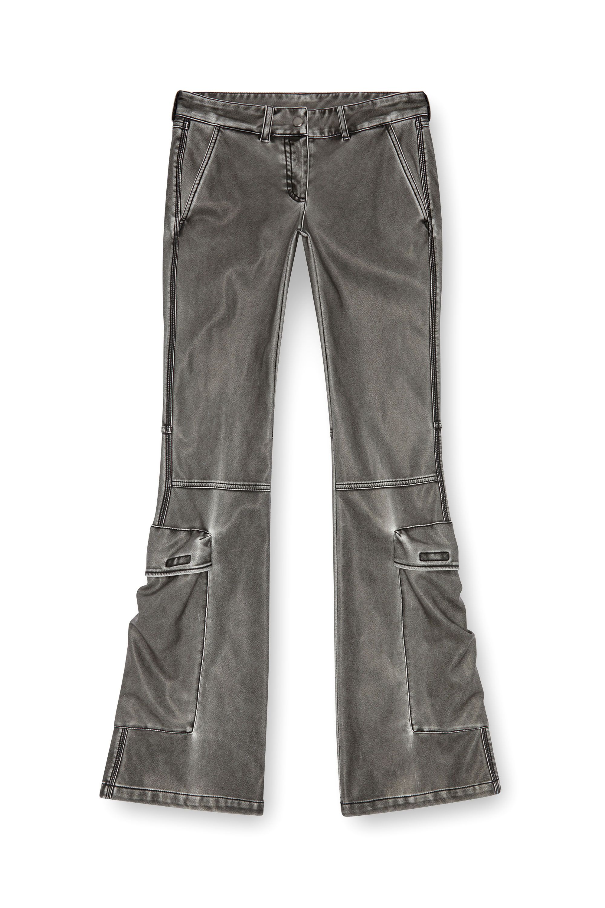 Diesel - P-OWER-P1, Female Bootcut trousers in washed tech fabric in Black - Image 4