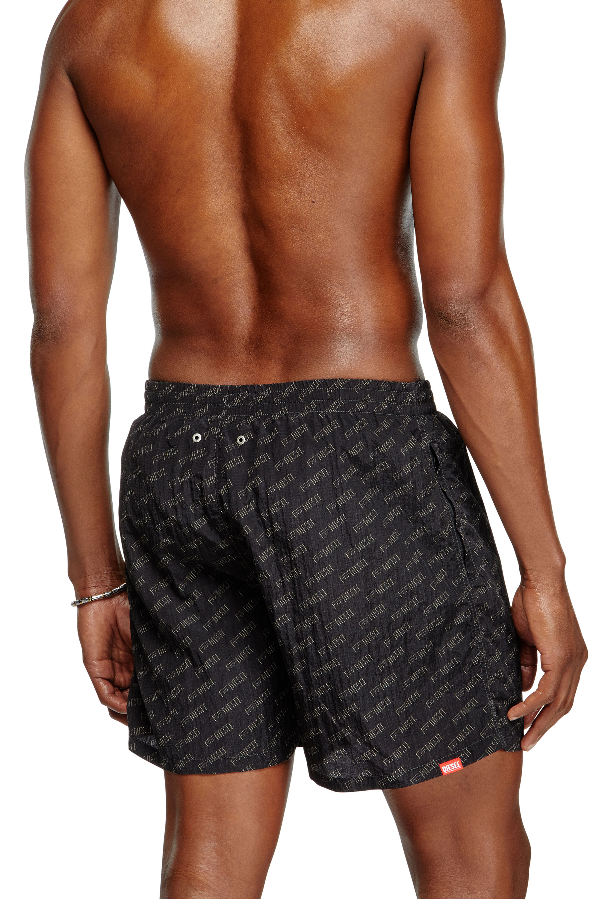 Diesel - DANIEL-41-MONO-UTLT, Male's Mid-length swim shorts with all-over logo in Black - 3