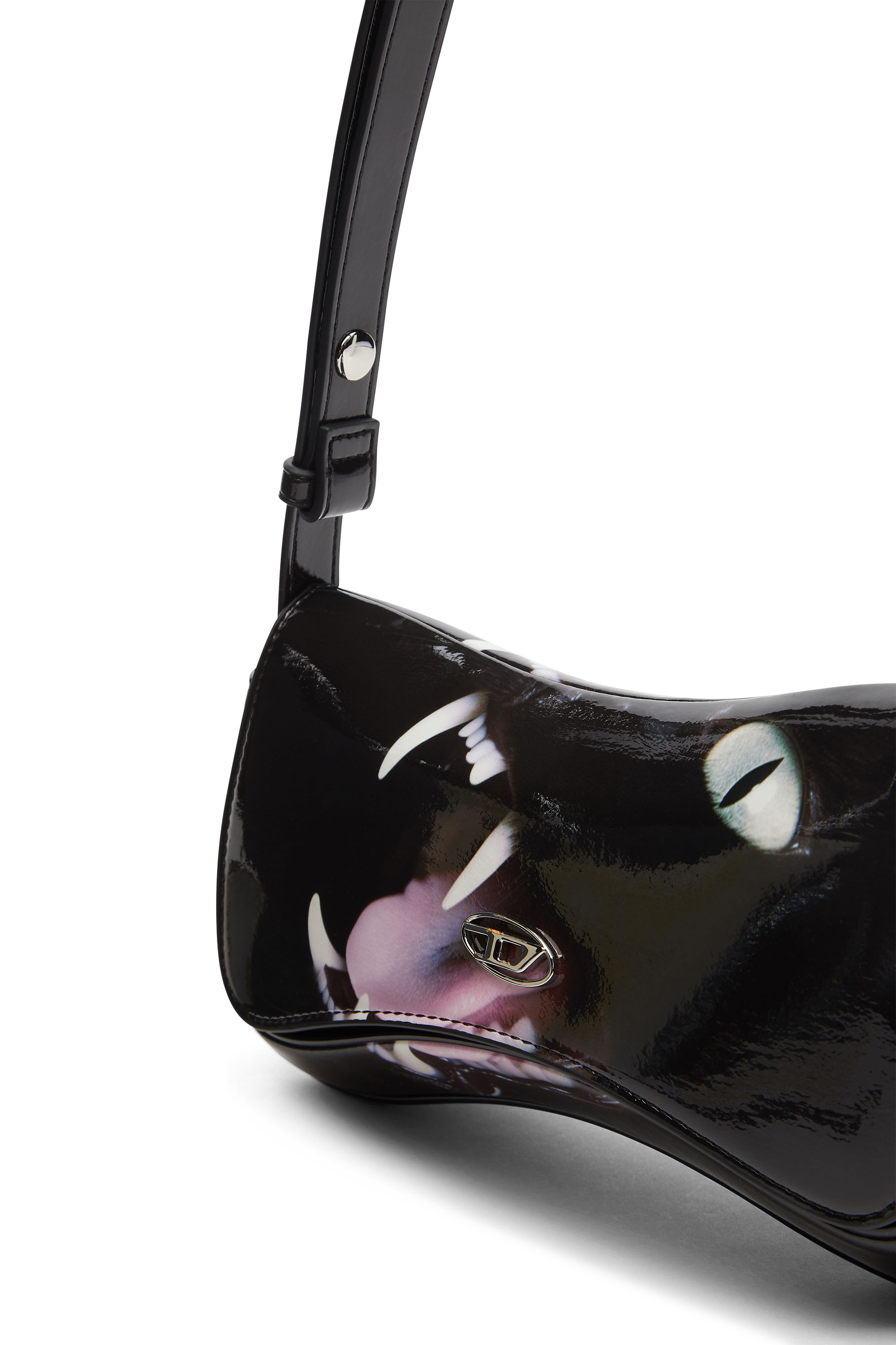 Diesel - PLAY CLUTCH, Female's Play-Glossy clutch with cat print in Black - 5