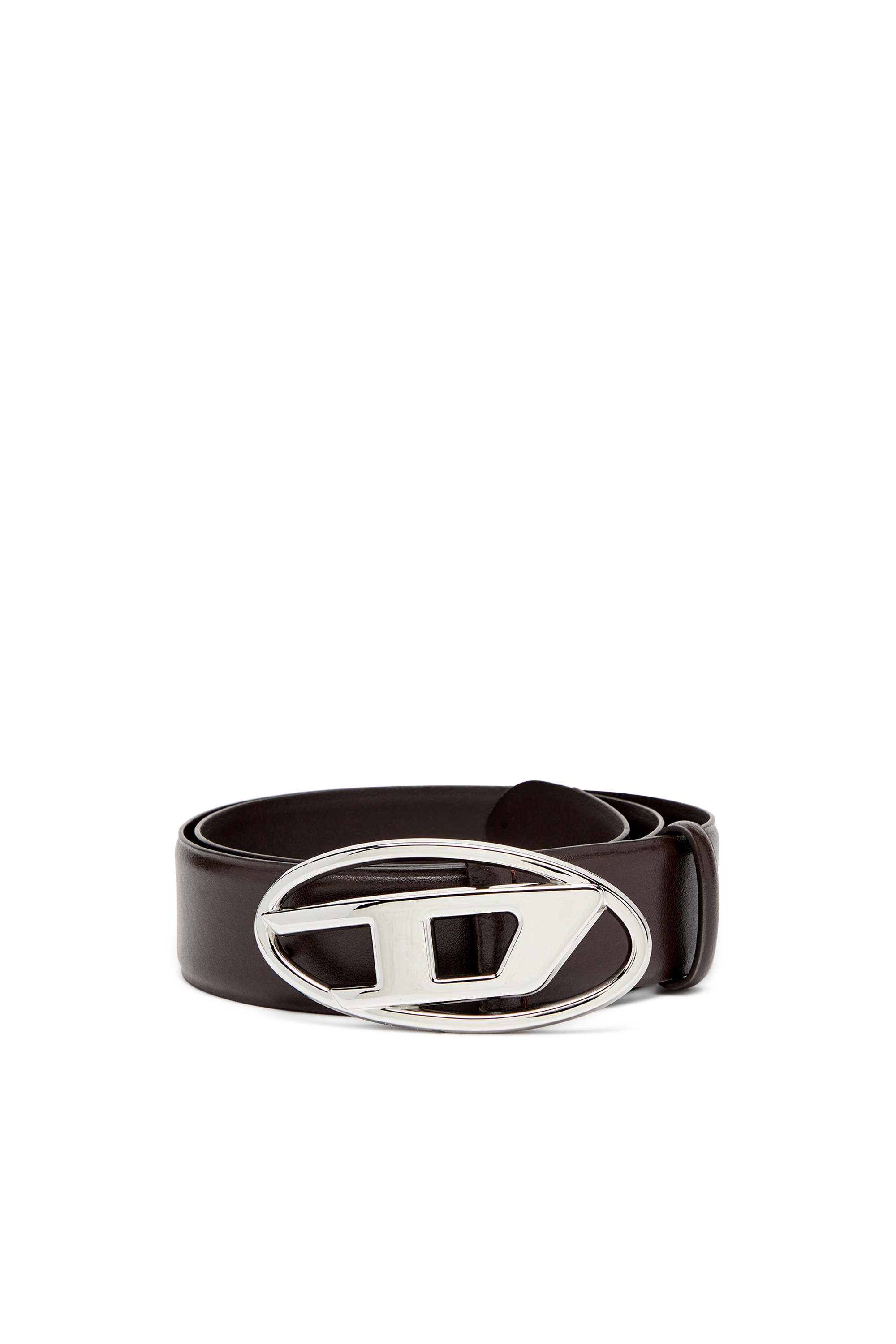 Diesel - B-1DR, Male's Leather belt with Oval D buckle in Dark Brown - 2