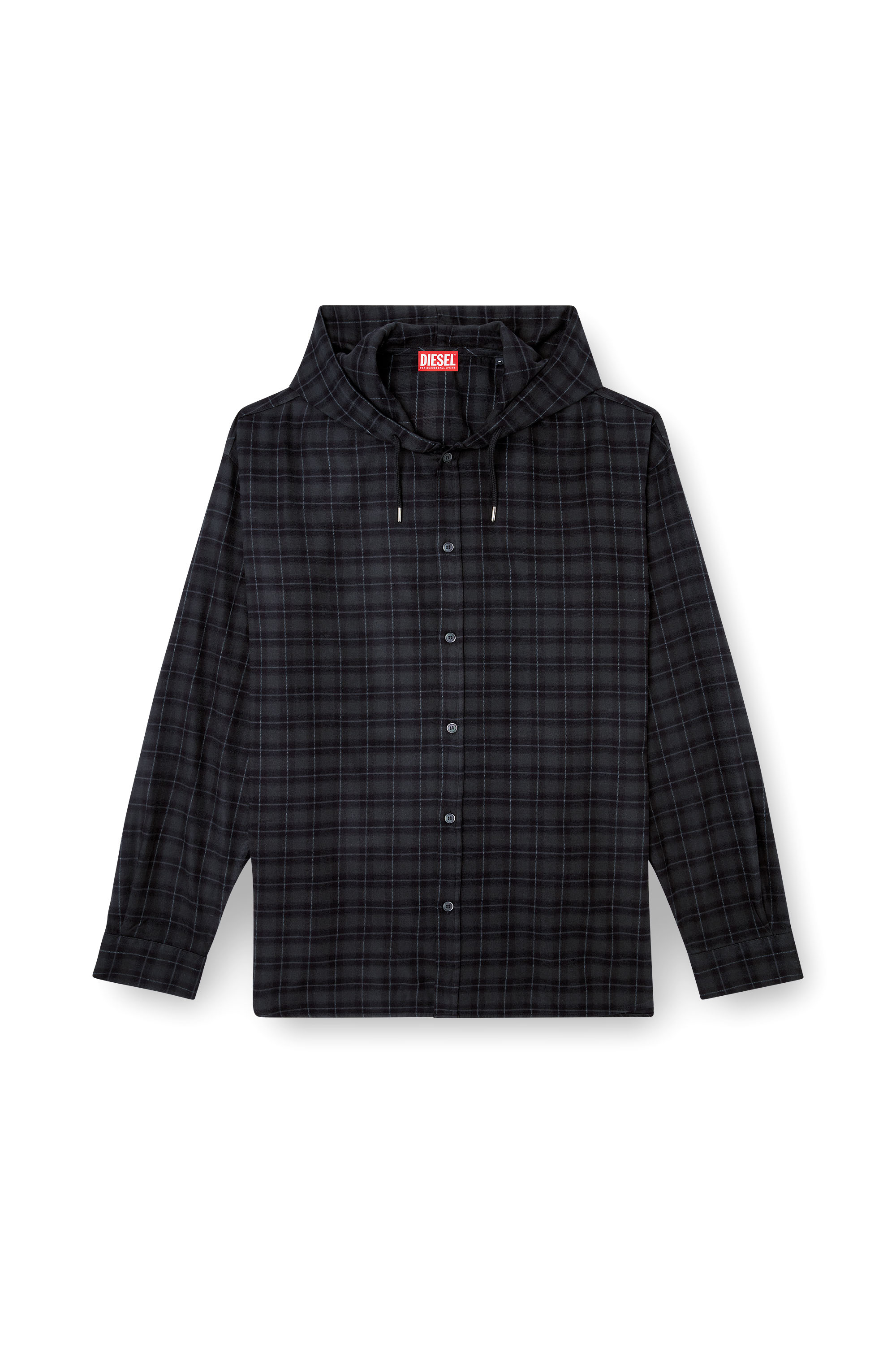 Diesel - S-DEWNY-HOOD-B, Male's Hooded shirt in check flannel in null - 4