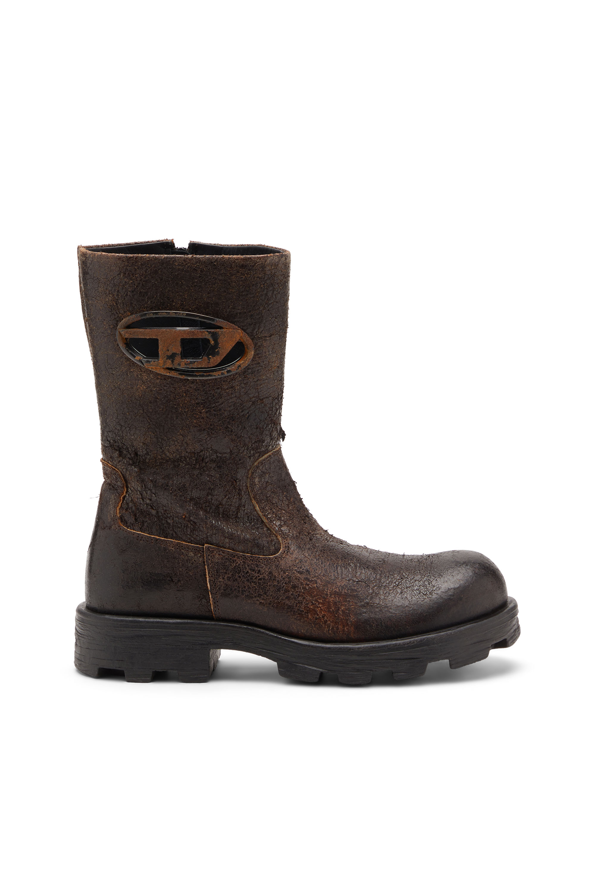 Diesel - D-HAMMER BKR D W, D-Hammer-Bottes de motard en suède craquelé vieilli Femme in Marron - 1