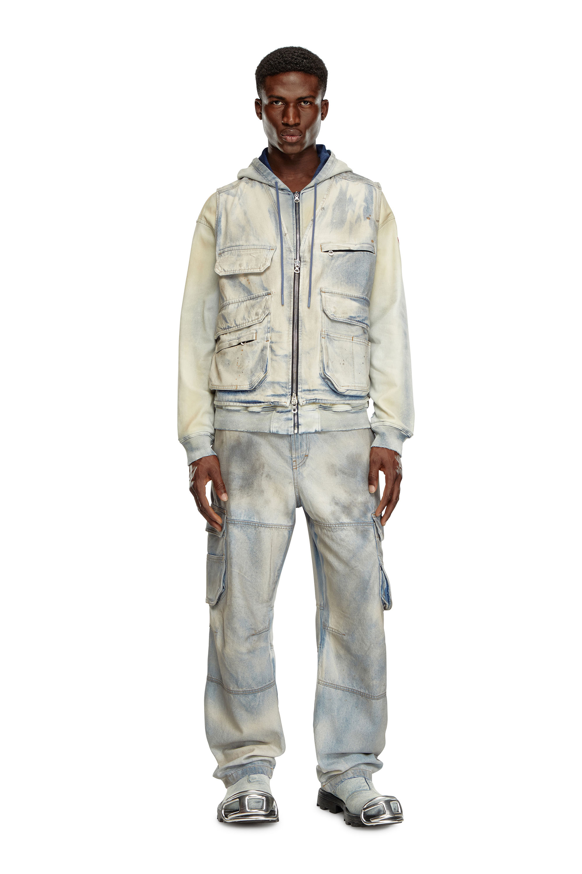 Diesel - D-SAMP-S, Male Sleeveless jacket in solarised denim in Multicolor - Image 2