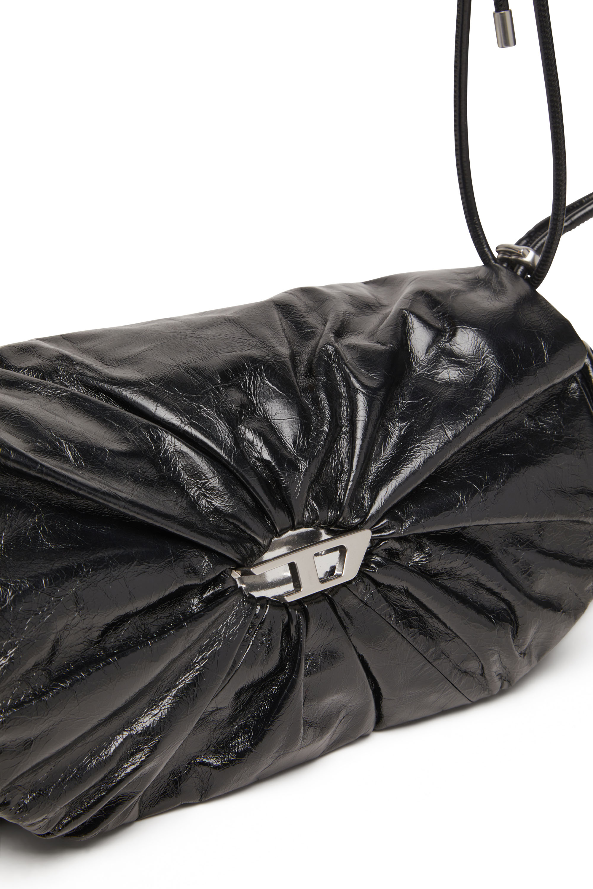 Diesel - SCRUNCH-D SHOULDER M, Female's Shoulder bag in shiny wrinkled leather in Black - 5