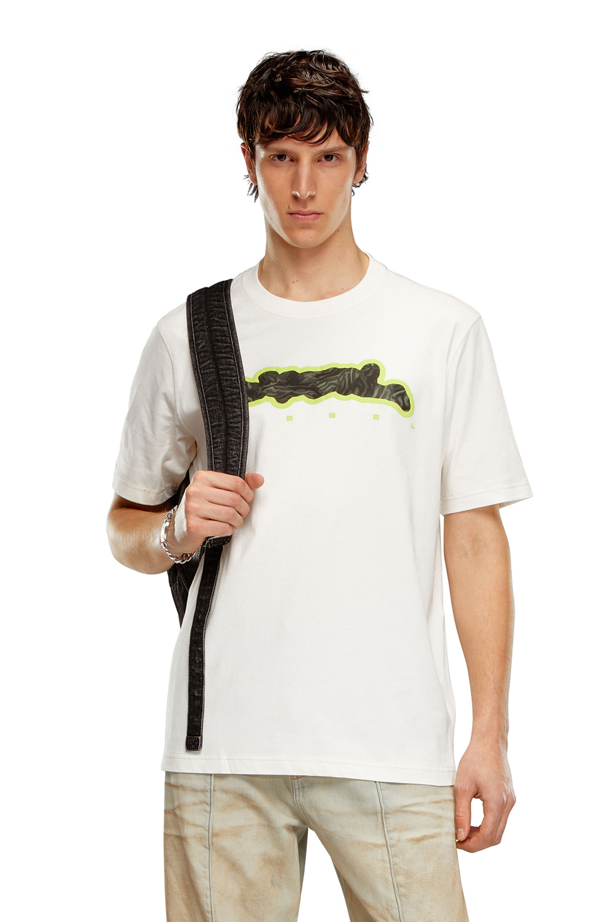 Diesel - T-JUST-N16, Homme T-shirt avec motif camouflage zébré in Blanc - Image 1