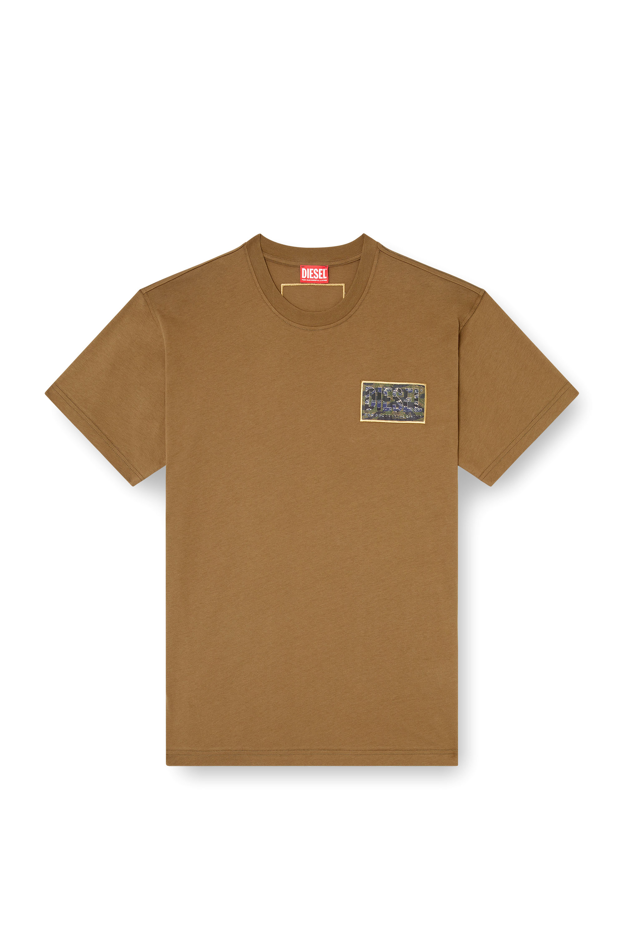 Diesel - T-NORM-T3, Male's T-shirt with camo logo patch in Military Green - 3
