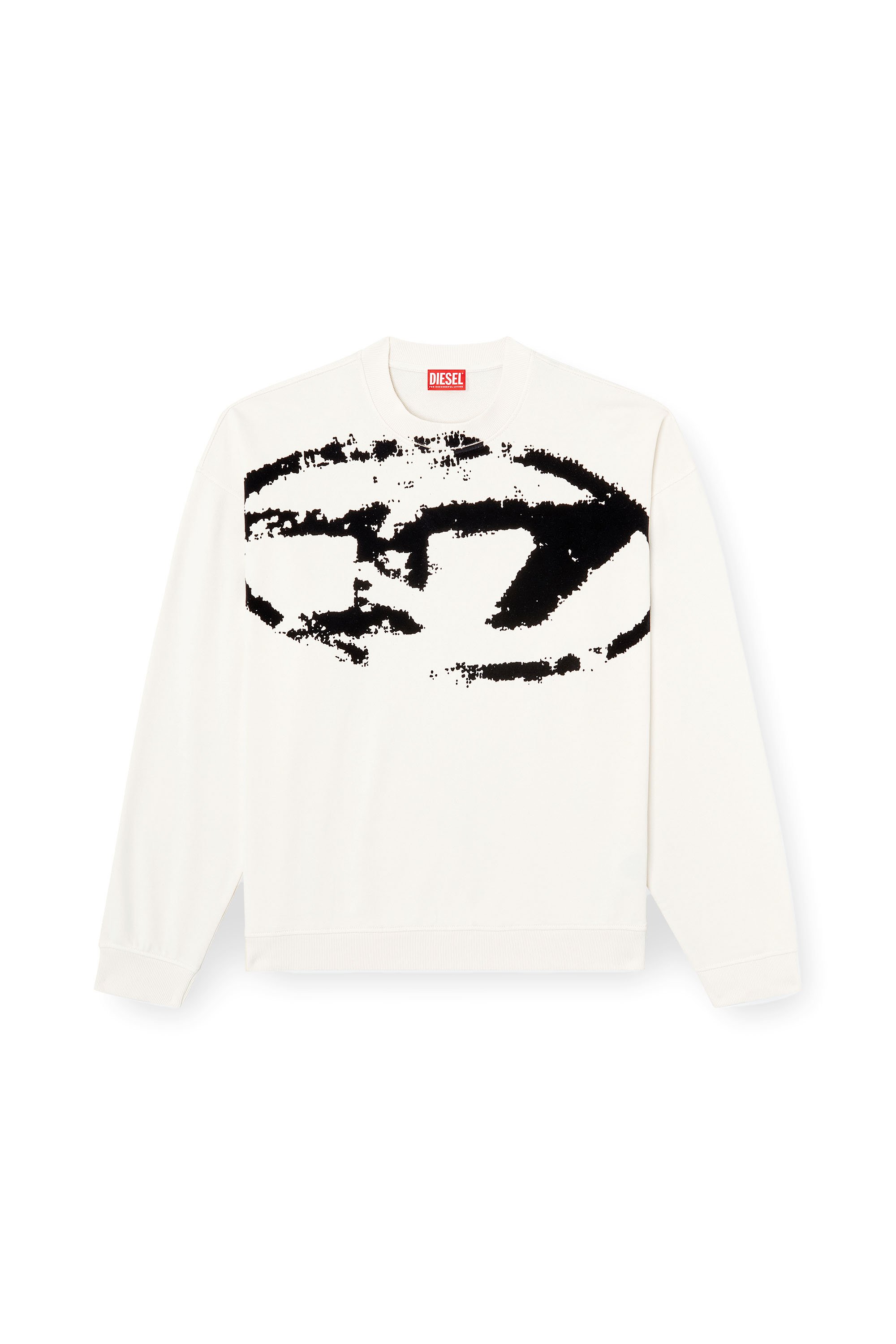 Diesel - S-BOXT-N5, Male's Sweatshirt with distressed flocked logo in White/Black - 4