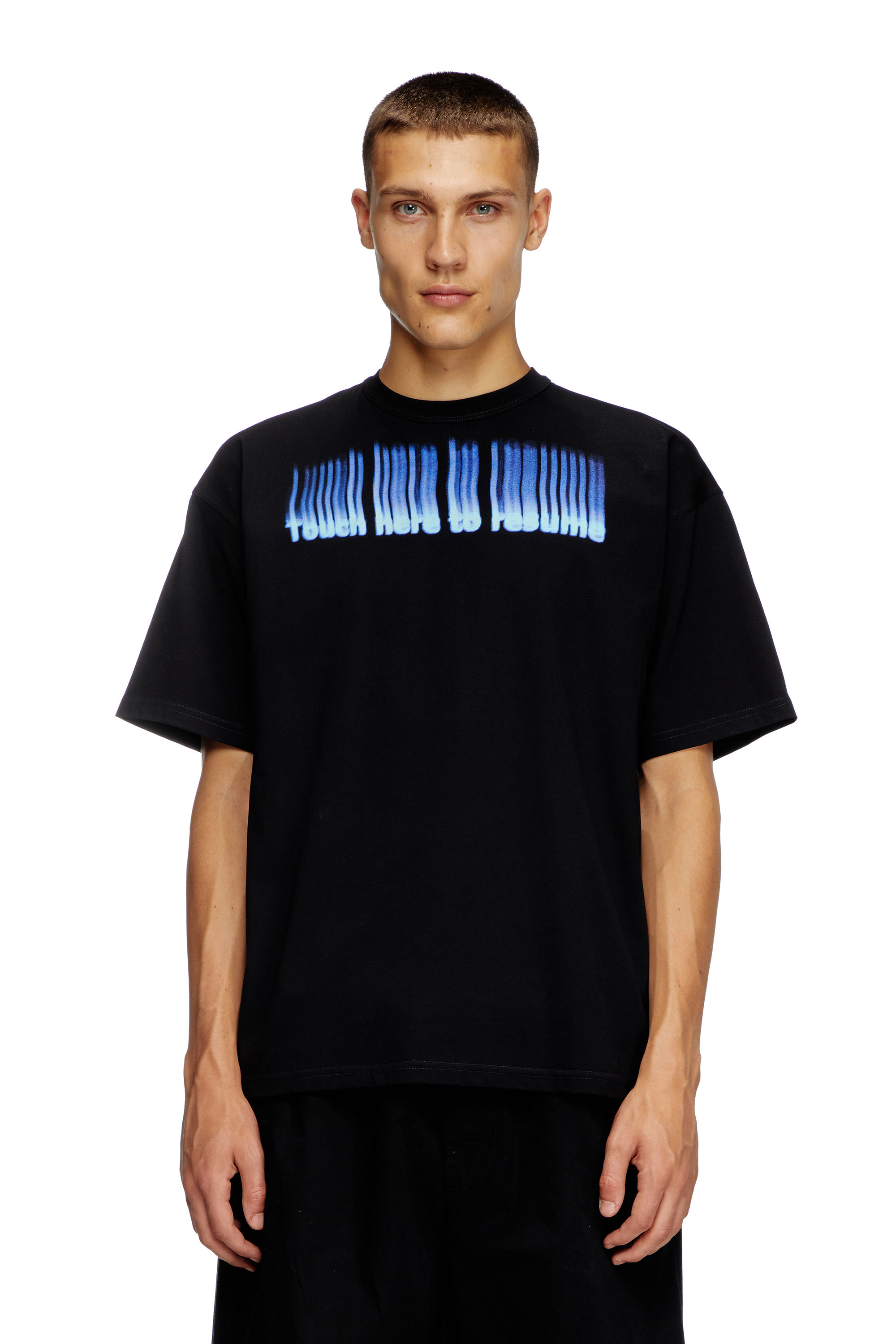 Diesel - T-BOXT-R14, Male's T-shirt with slogan print in Black - 1