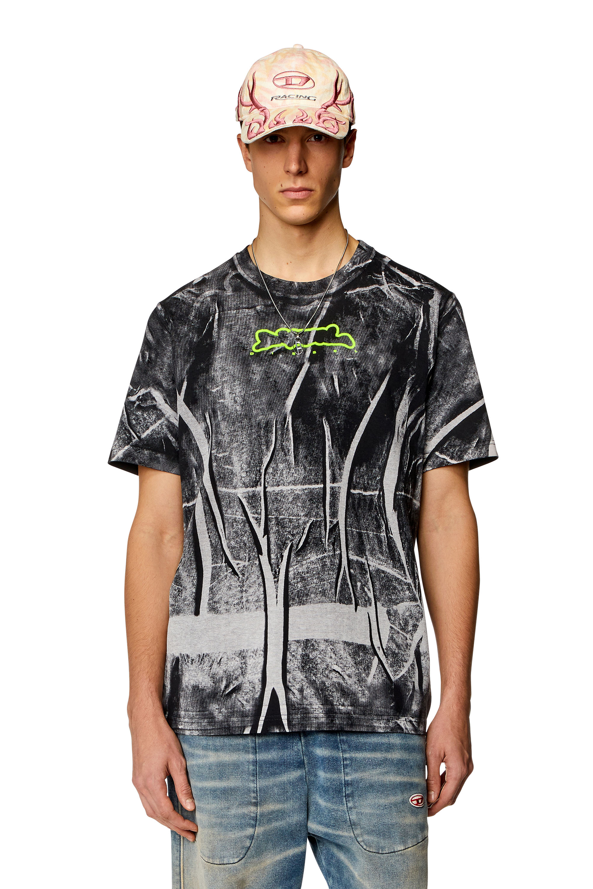 Diesel - T-JUST-N3, Homme T-shirt avec imprimé effet froissé in Polychrome - Image 1