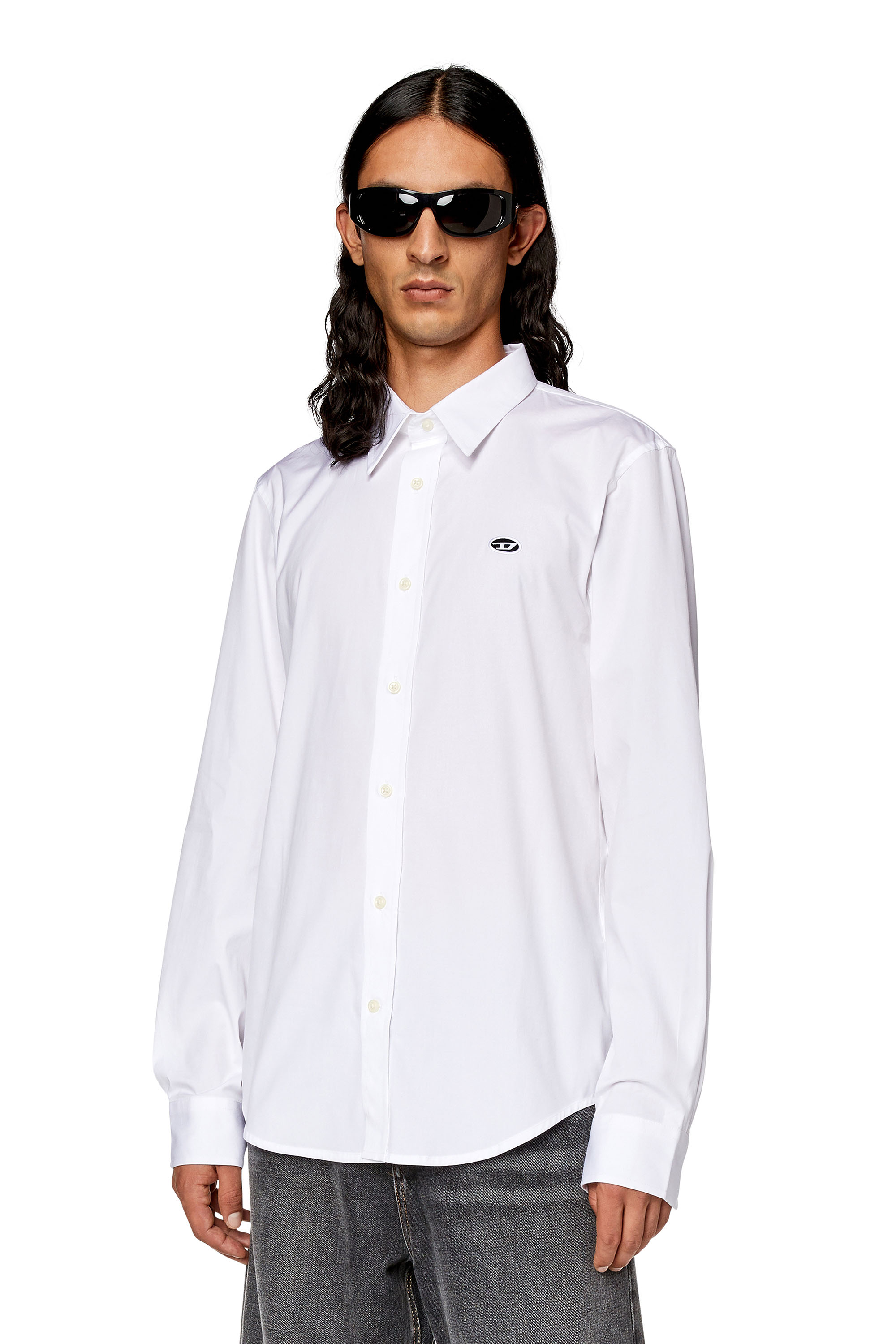 Diesel - S-BENNY-A, Homme Chemise avec empiècement oval D in Blanc - Image 1