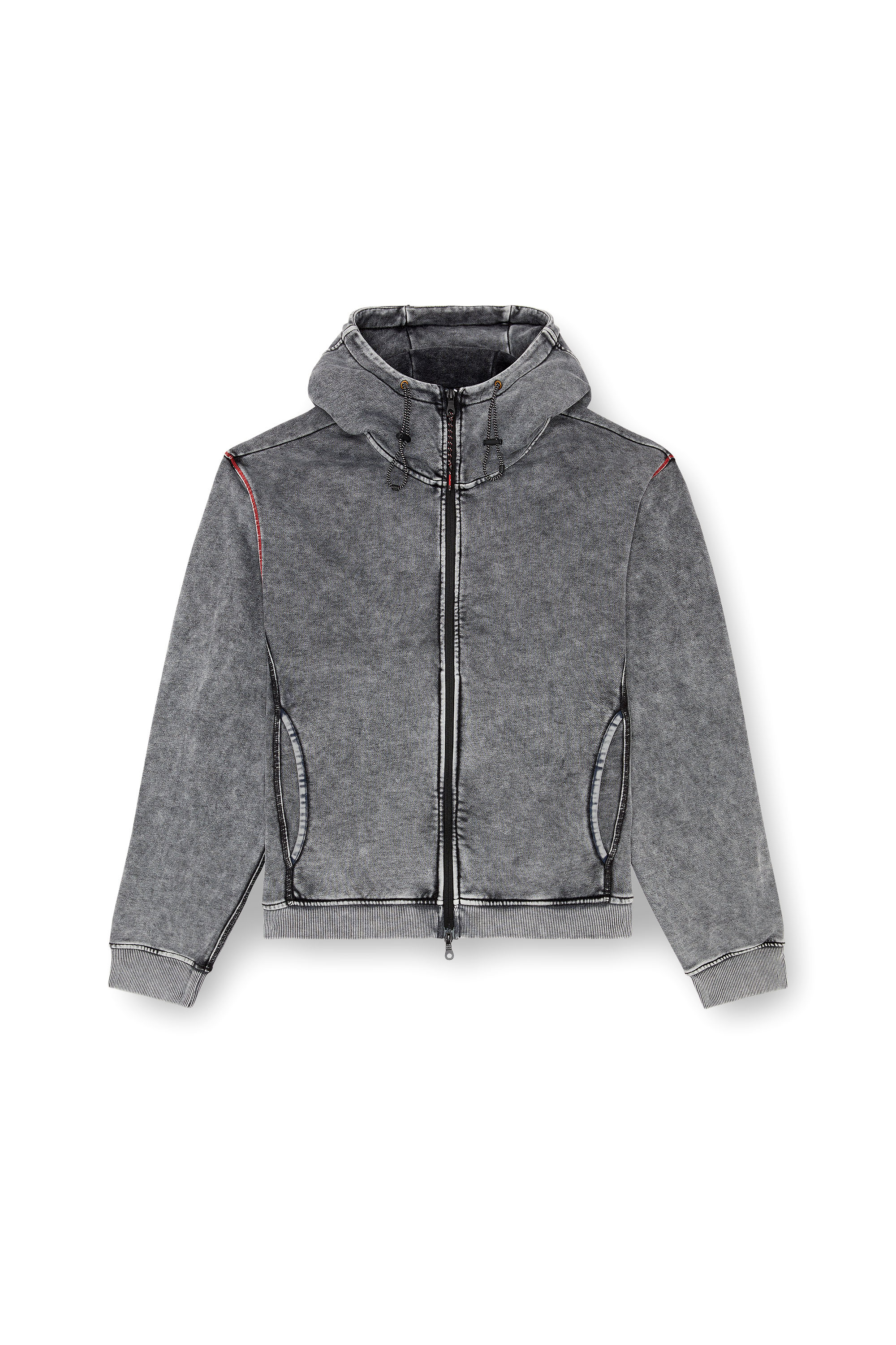 Diesel - AMST-TRANE-HT48, Male's Faded hoodie with zip back in Grey - 5