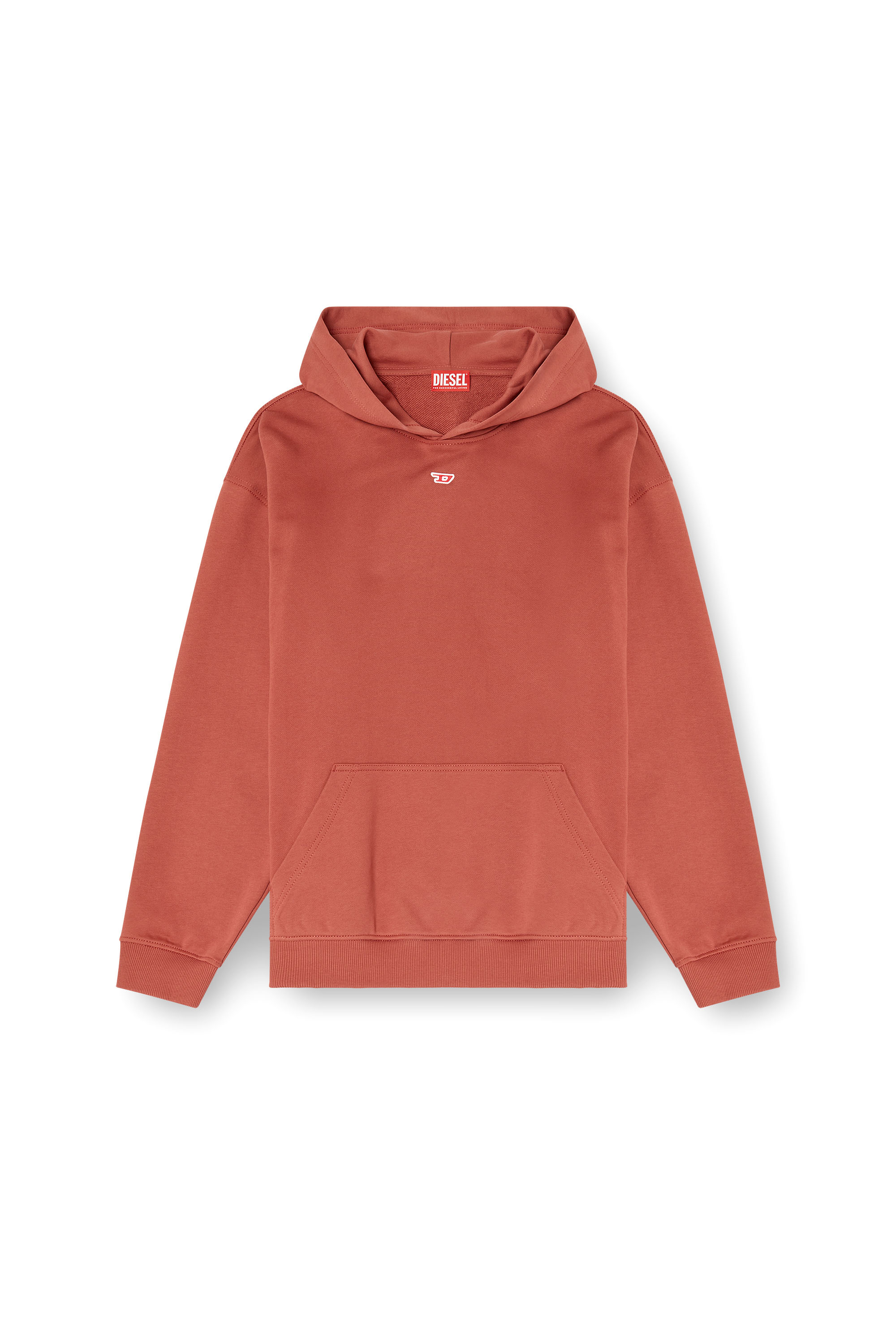 Diesel - S-BOXT-HOOD-D, Male's Hoodie with D logo patch in Red - 4