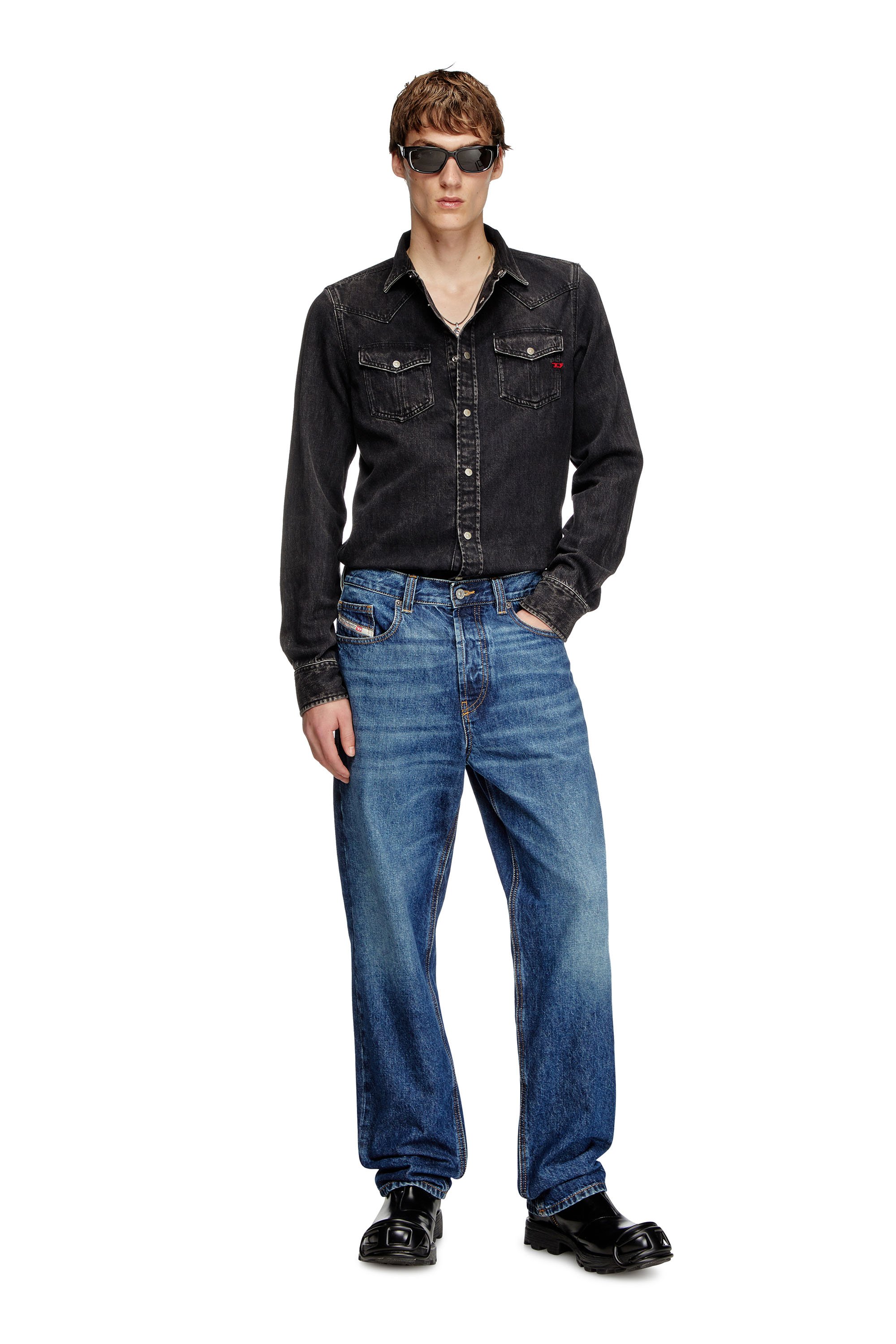 Diesel - D-VEGA, Male's Overshirt in Tencel denim in Black - 4