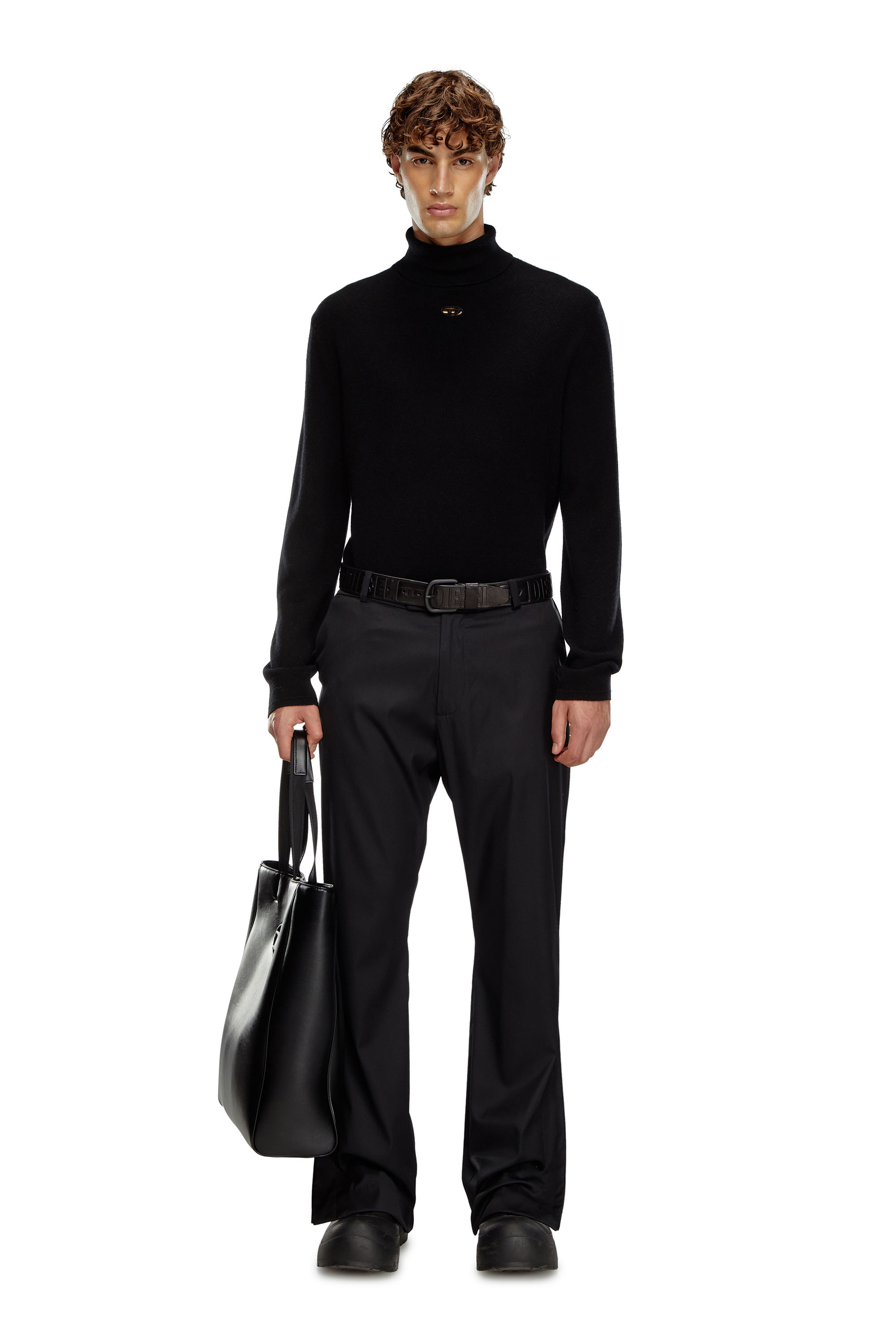 Diesel - K-VIERI-TN, Male's Turtleneck jumper in wool and cashmere in Black - 2