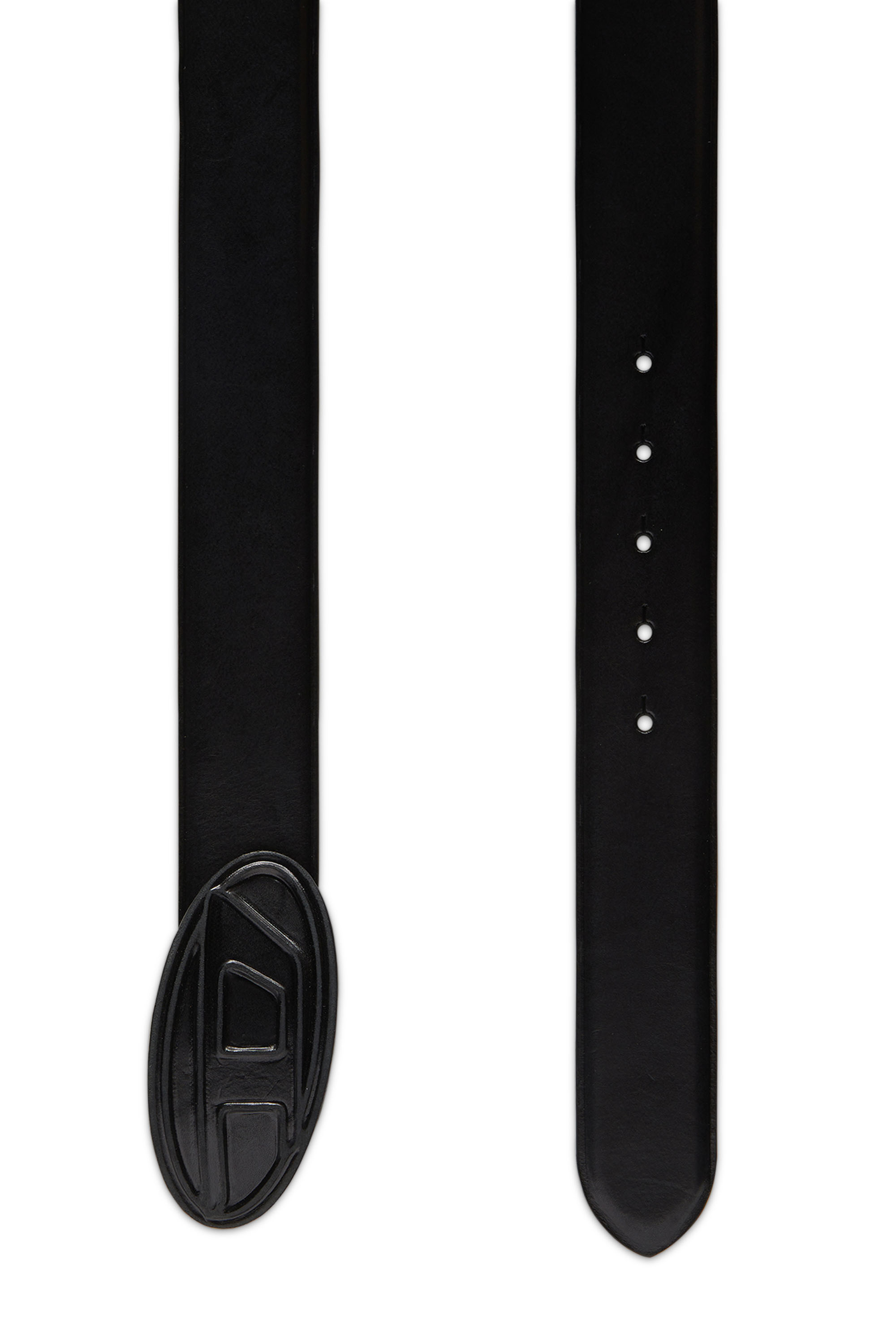 Diesel - B-1DR SCRATCH, Male Leather belt with leather-covered buckle in Black - Image 2