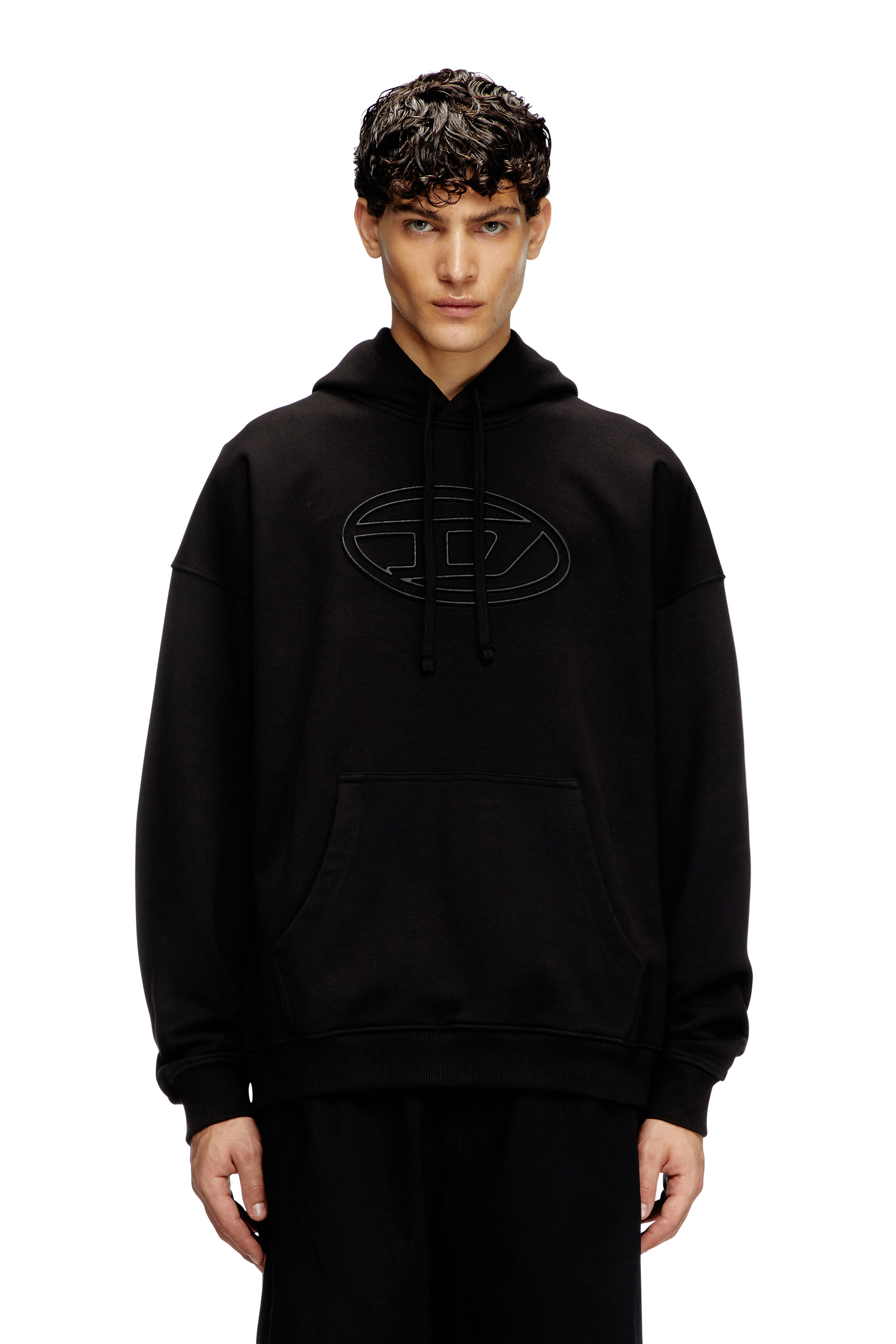 Diesel - S-UMMER-BIGOVAL, Male's Hoodie with embossed Oval D in Black - 1