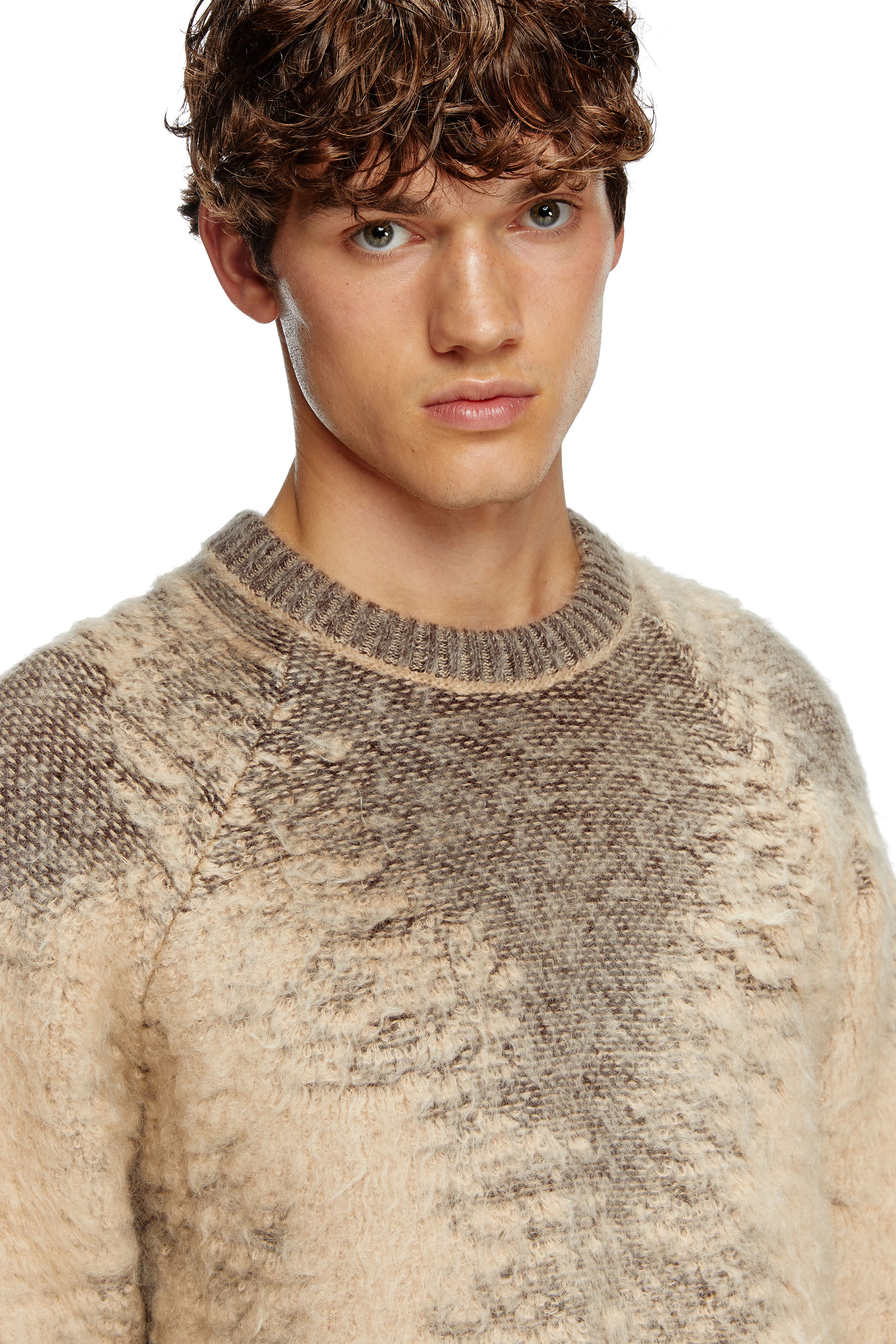 Diesel - K-PENNAC, Male's Mohair-blend jumper with sweat effects in Beige - 3