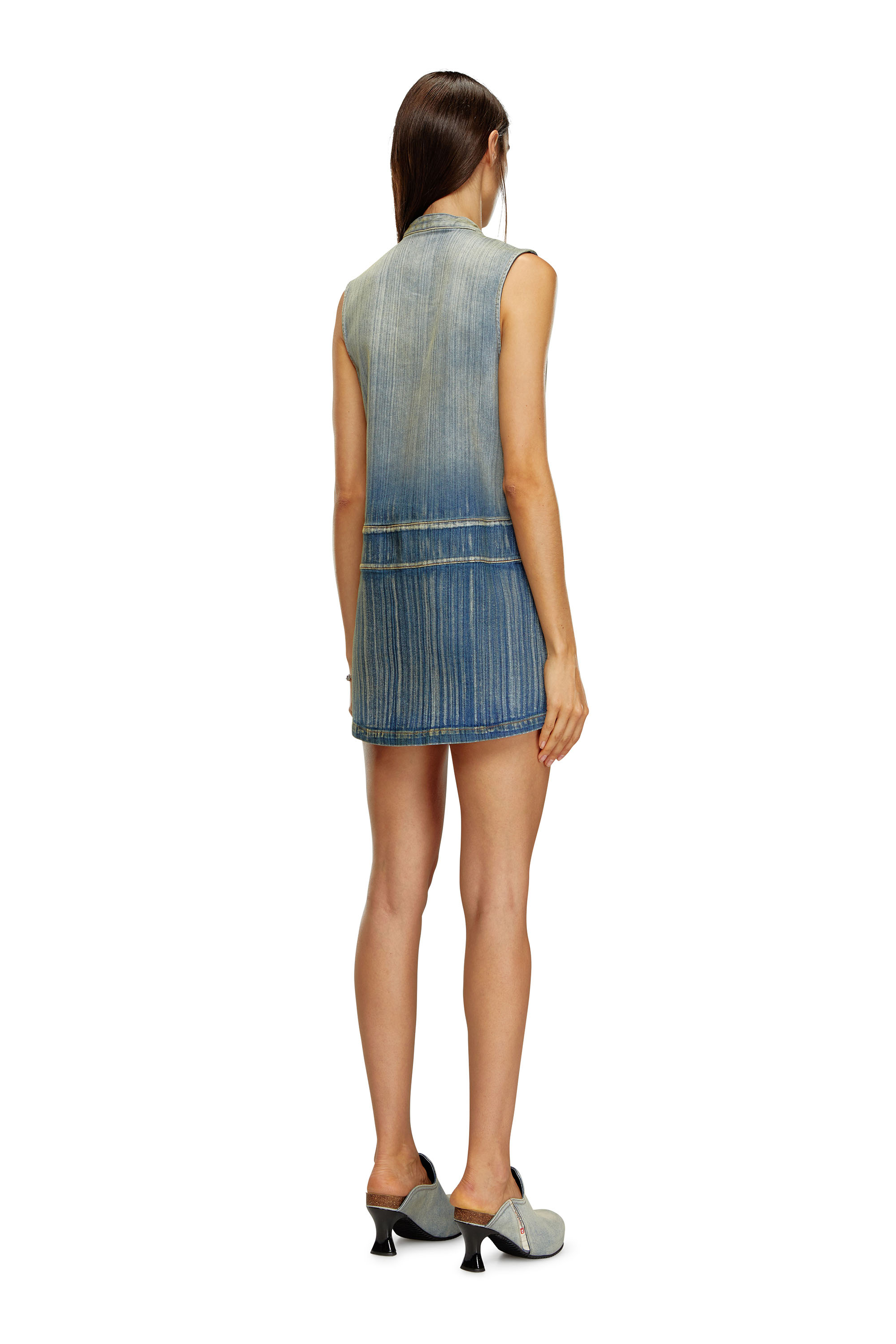 Diesel - DE-DAME-S, Female's Mini dress in streaky heritage denim in Medium Blue - 2