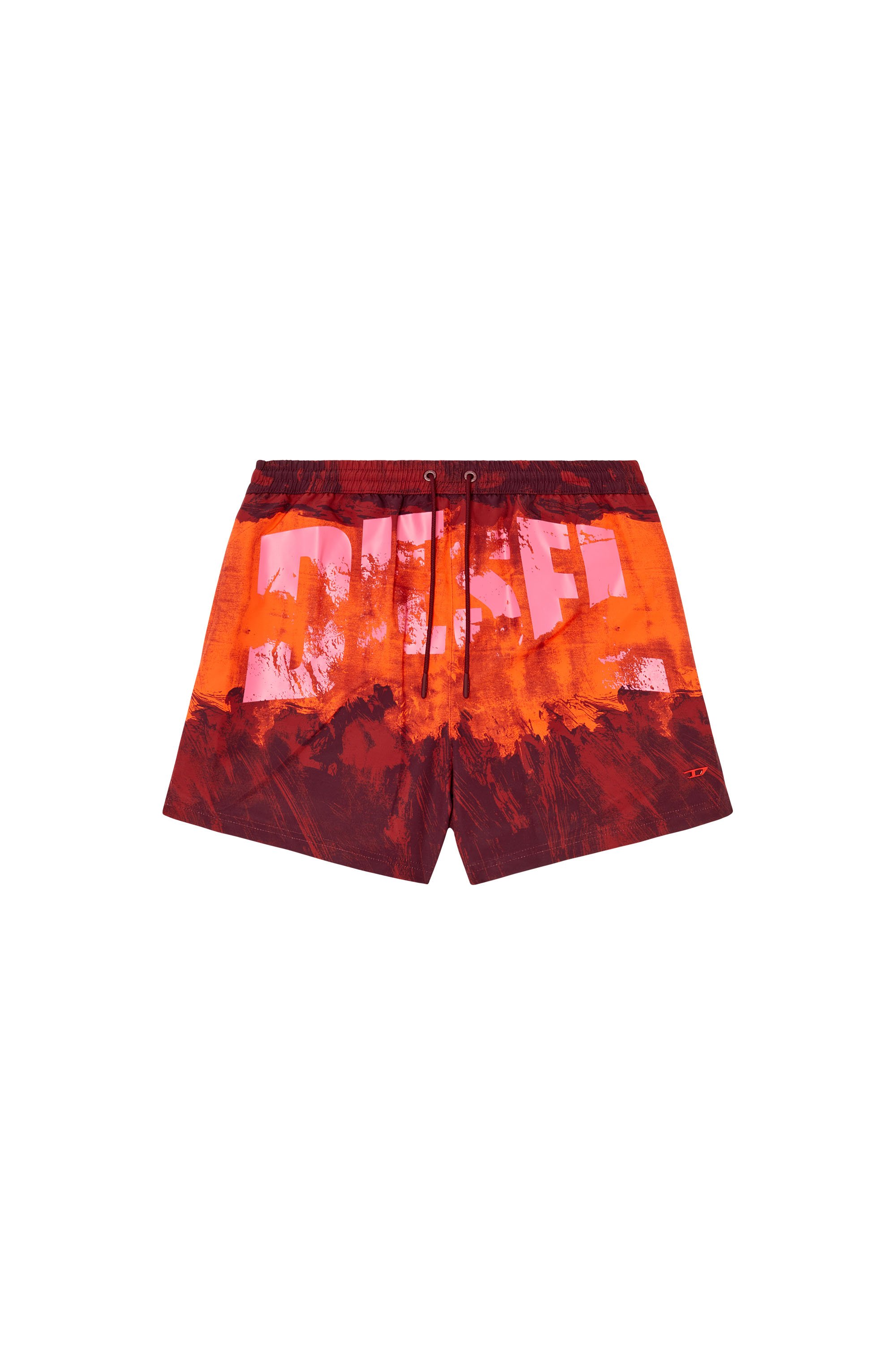 Diesel - KEN-37-D-POP, Male's Mid-length swim shorts with graphic print in Red - 4