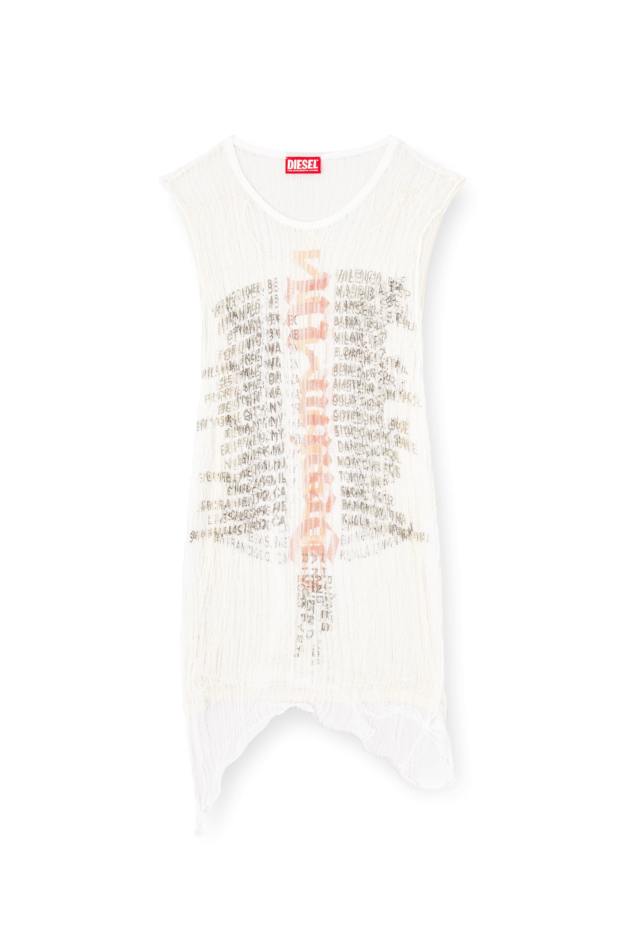 Diesel - K-ABANTE-B, Male's Knitted tank top with distressing in White - 6