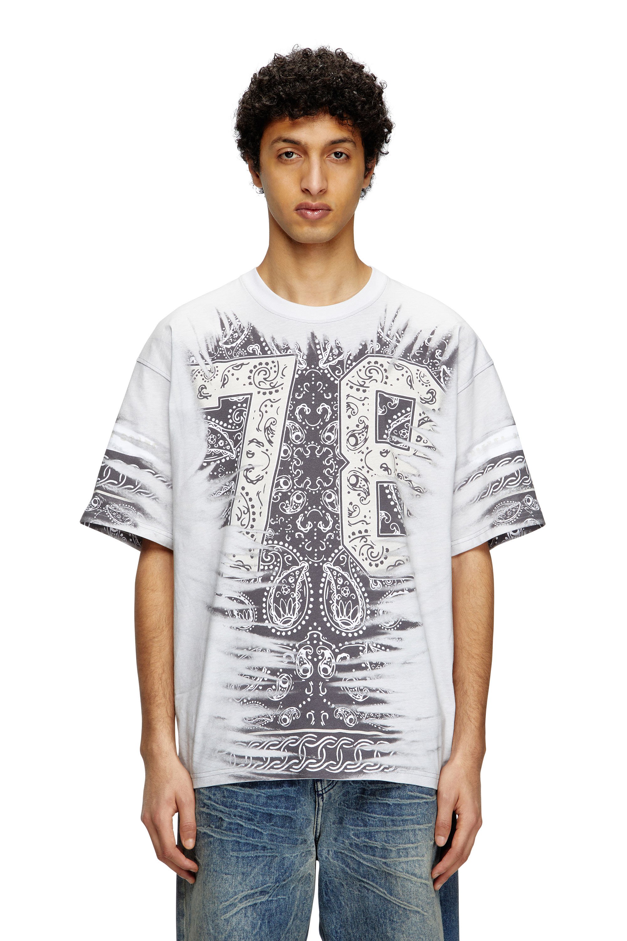 Diesel - T-BOXT-78-R1, Male's T-shirt with 78 bandana print in White - 1