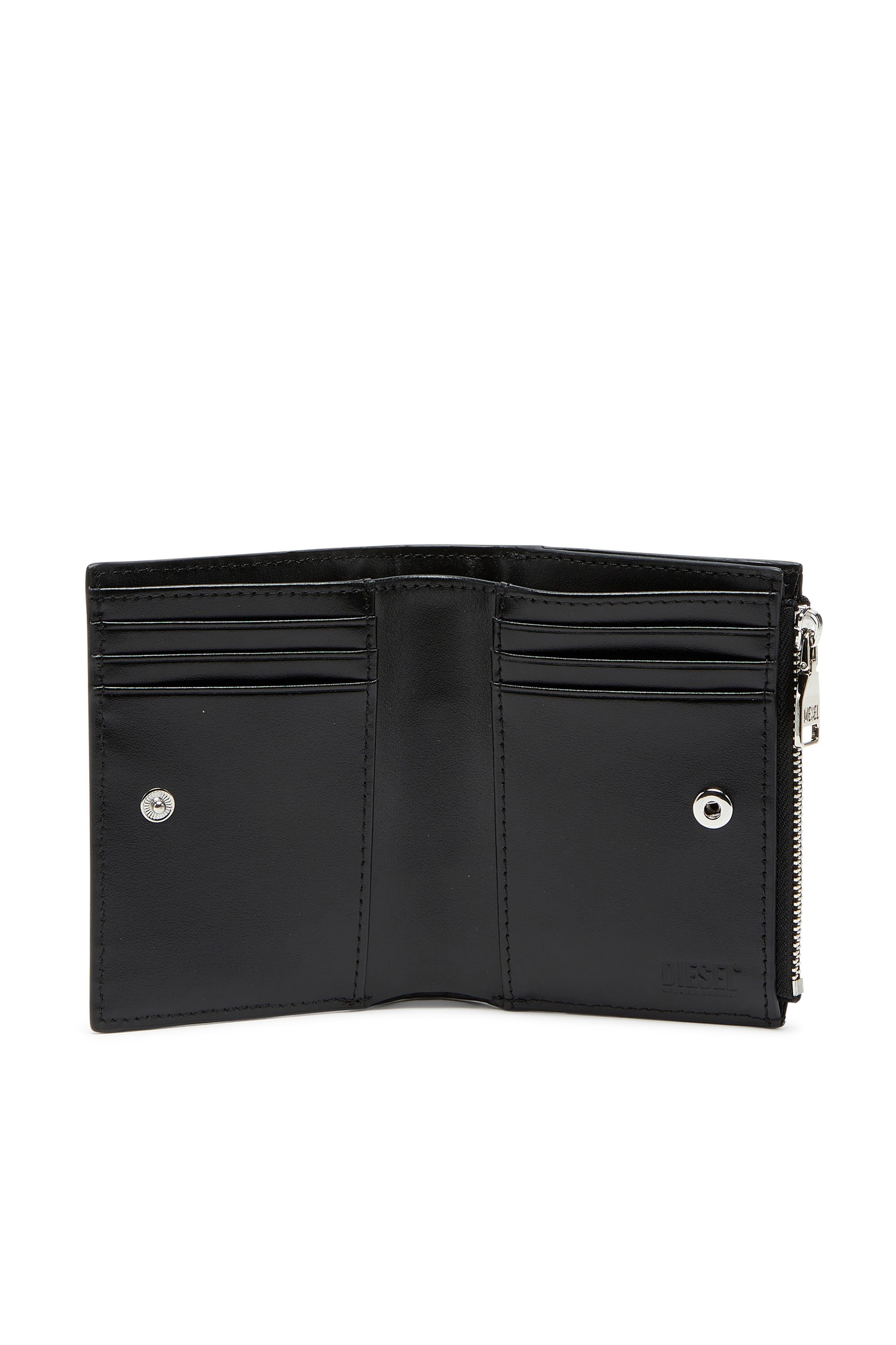 Diesel - PLAY BI-FOLD ZIP II, Female Small wallet in glossy leather in Black - Image 3