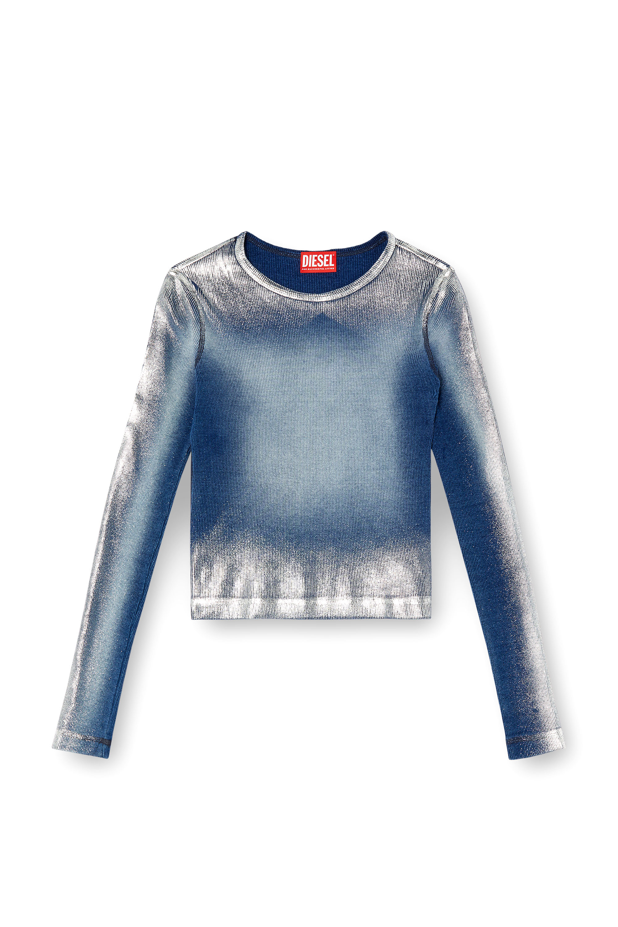 Diesel - T-BANES-NC-Q1, Female's Faded metallic long-sleeve T-shirt in Blue - 4