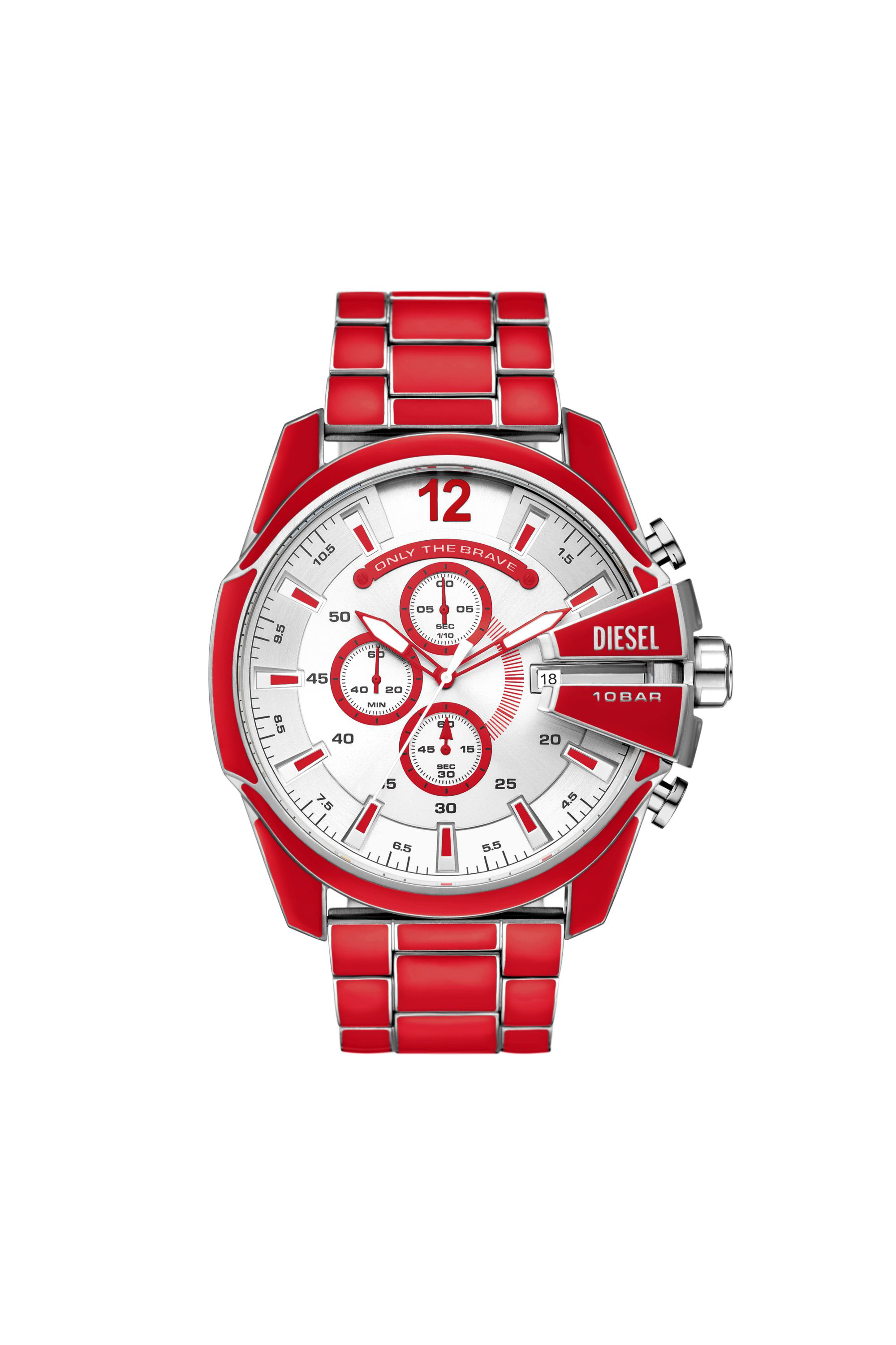 Diesel - DZ4638, Male Mega Chief red enamel and stainless steel watch in Red - Image 1