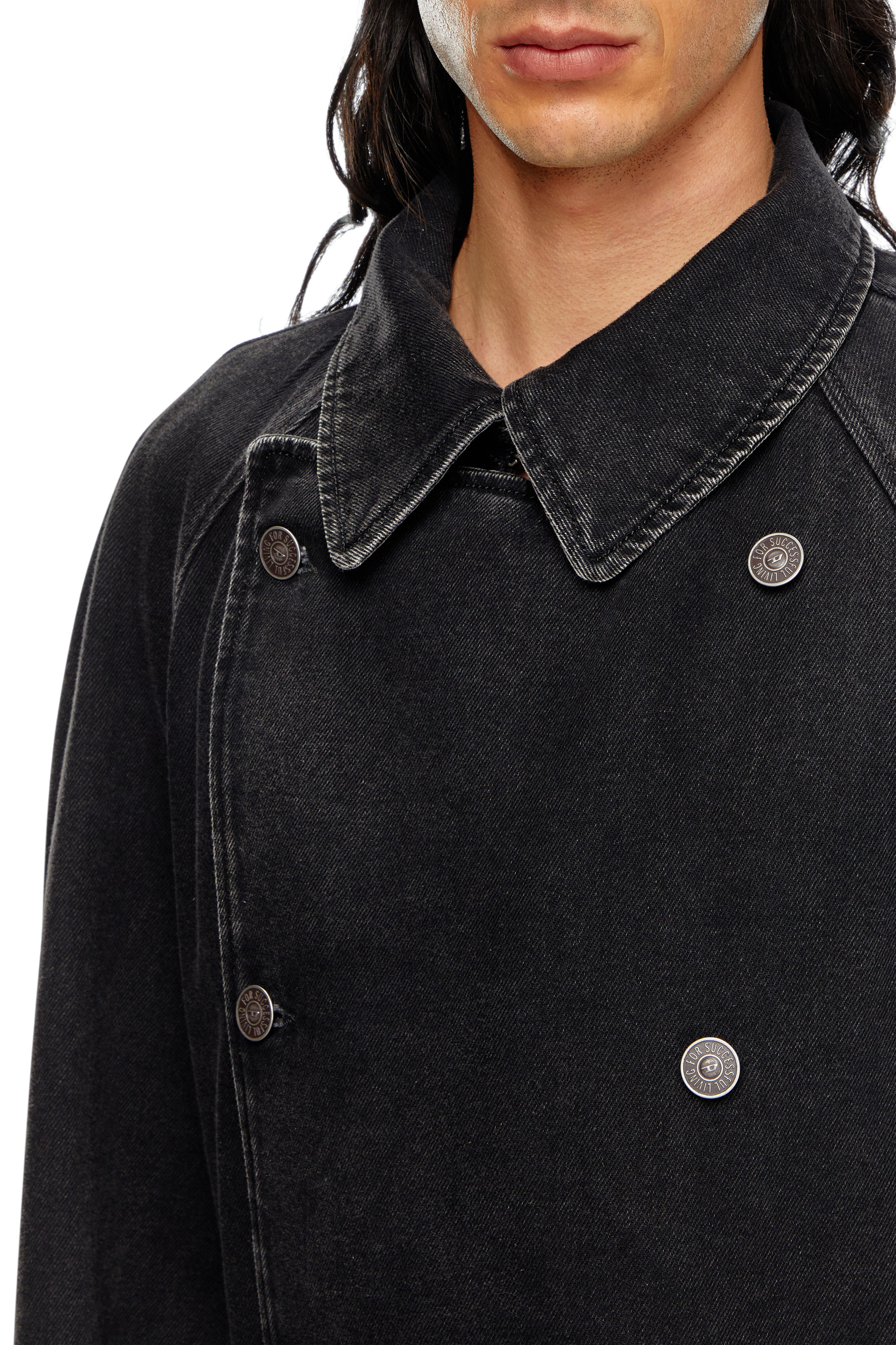 Diesel - D-DELIRIOUS-D, Trench-coat en denim délavé Homme in Noir - 4