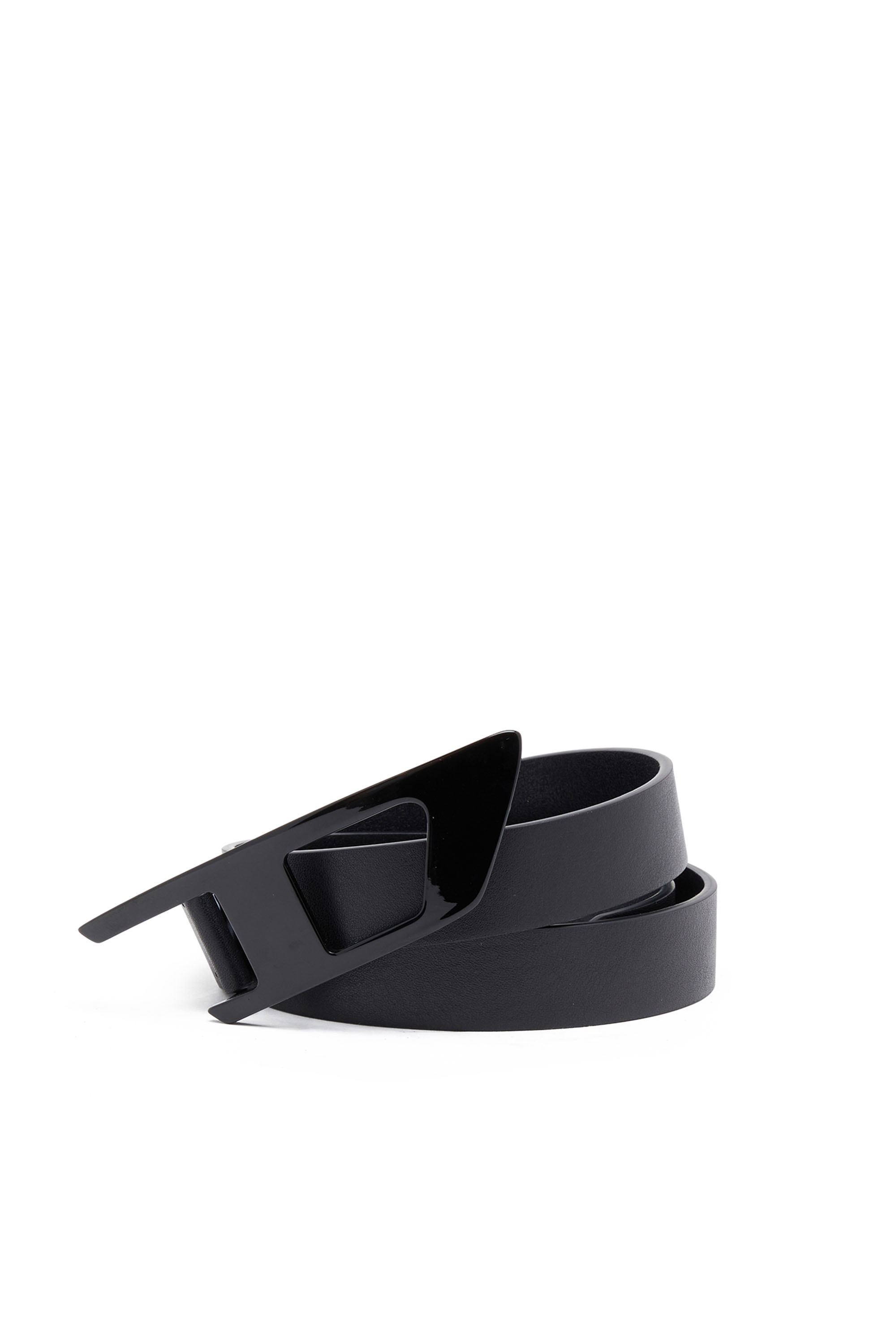 Diesel - B-DLOGO II, Male Slim leather belt with D buckle in Black - Image 4