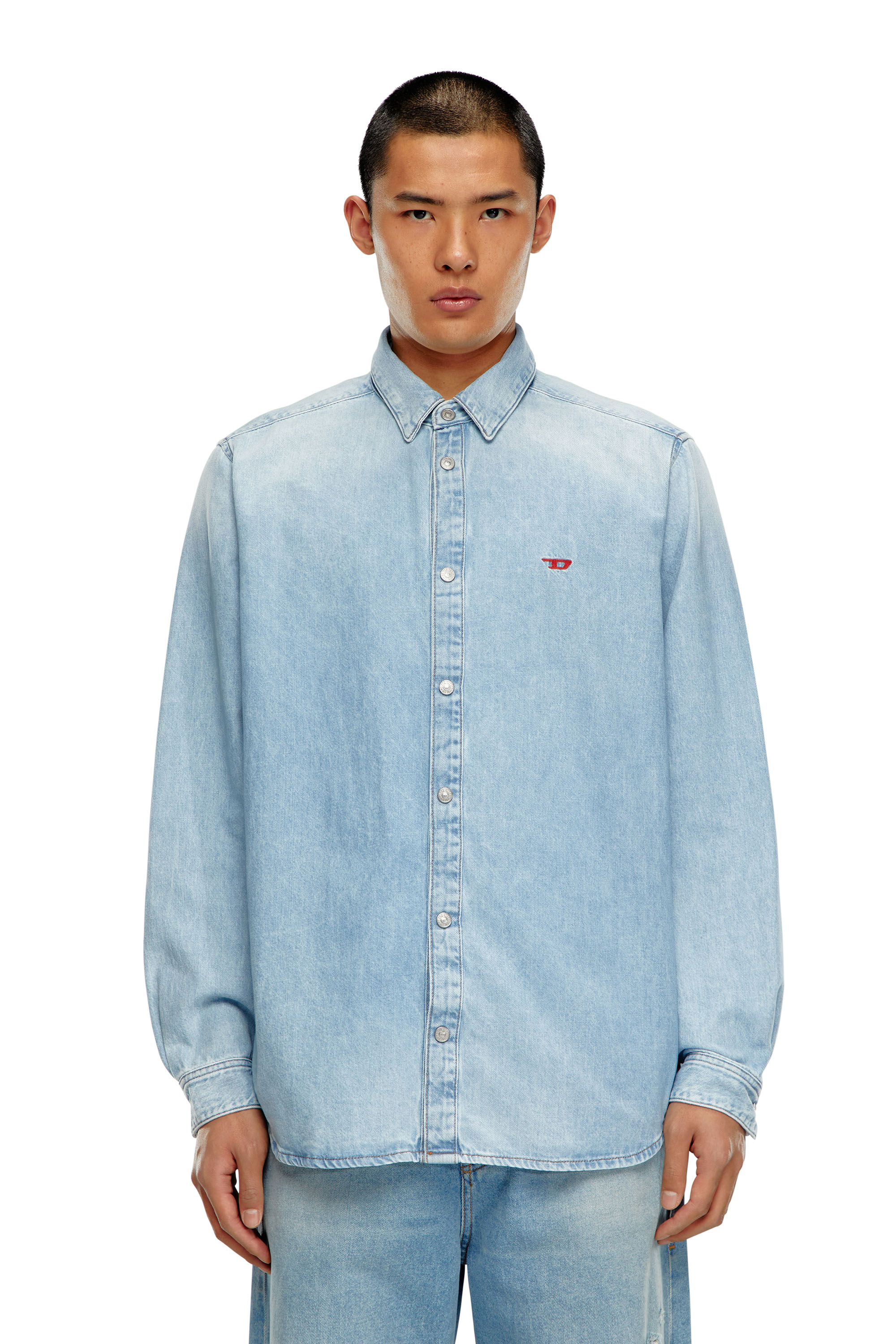 Diesel - D-SIMPLY, Male Shirt in denim in Blue - Image 3