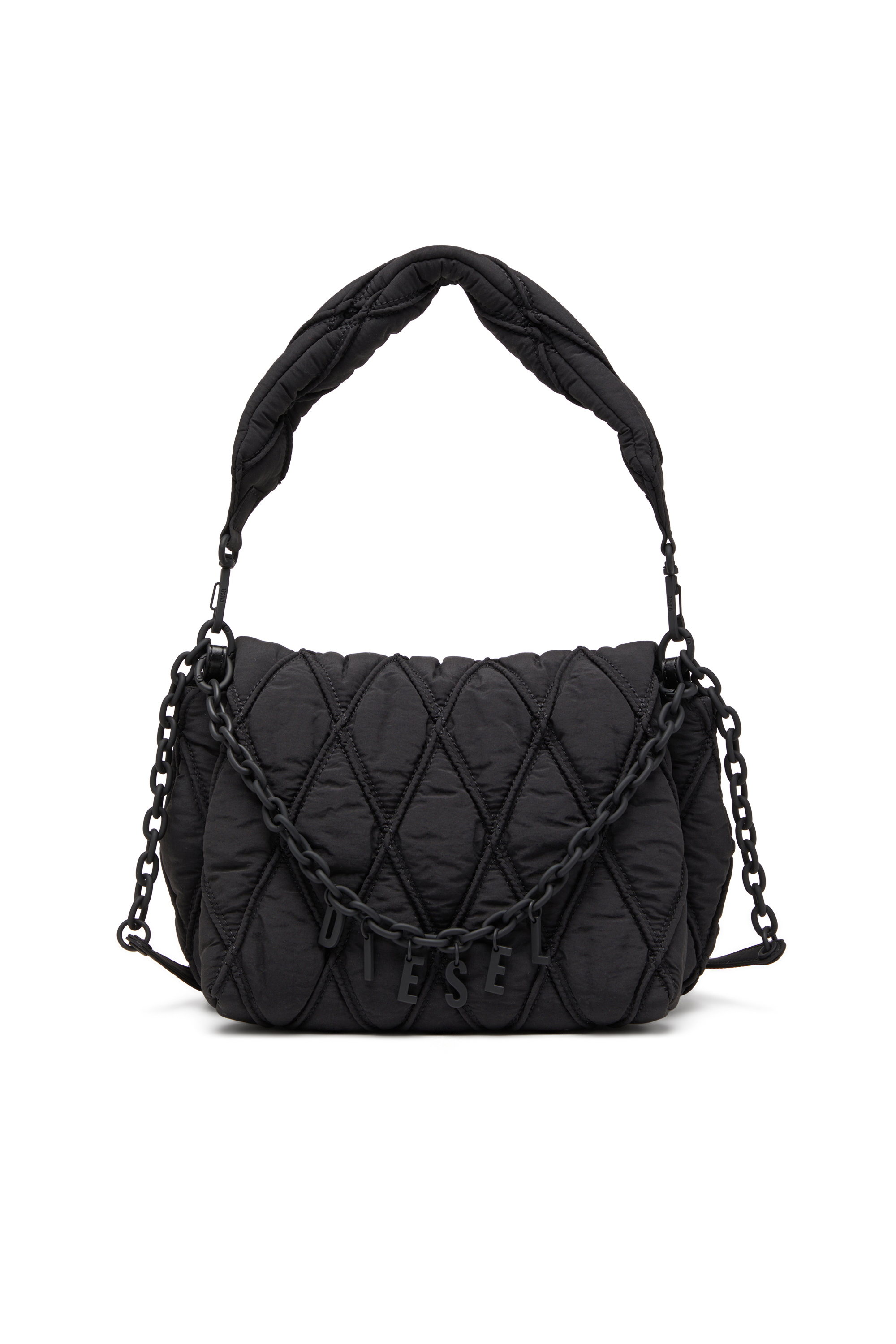 Diesel - CHARM-D SHOULDER M, Female's Charm-D M-Shoulder bag in quilted nylon in Black - 2