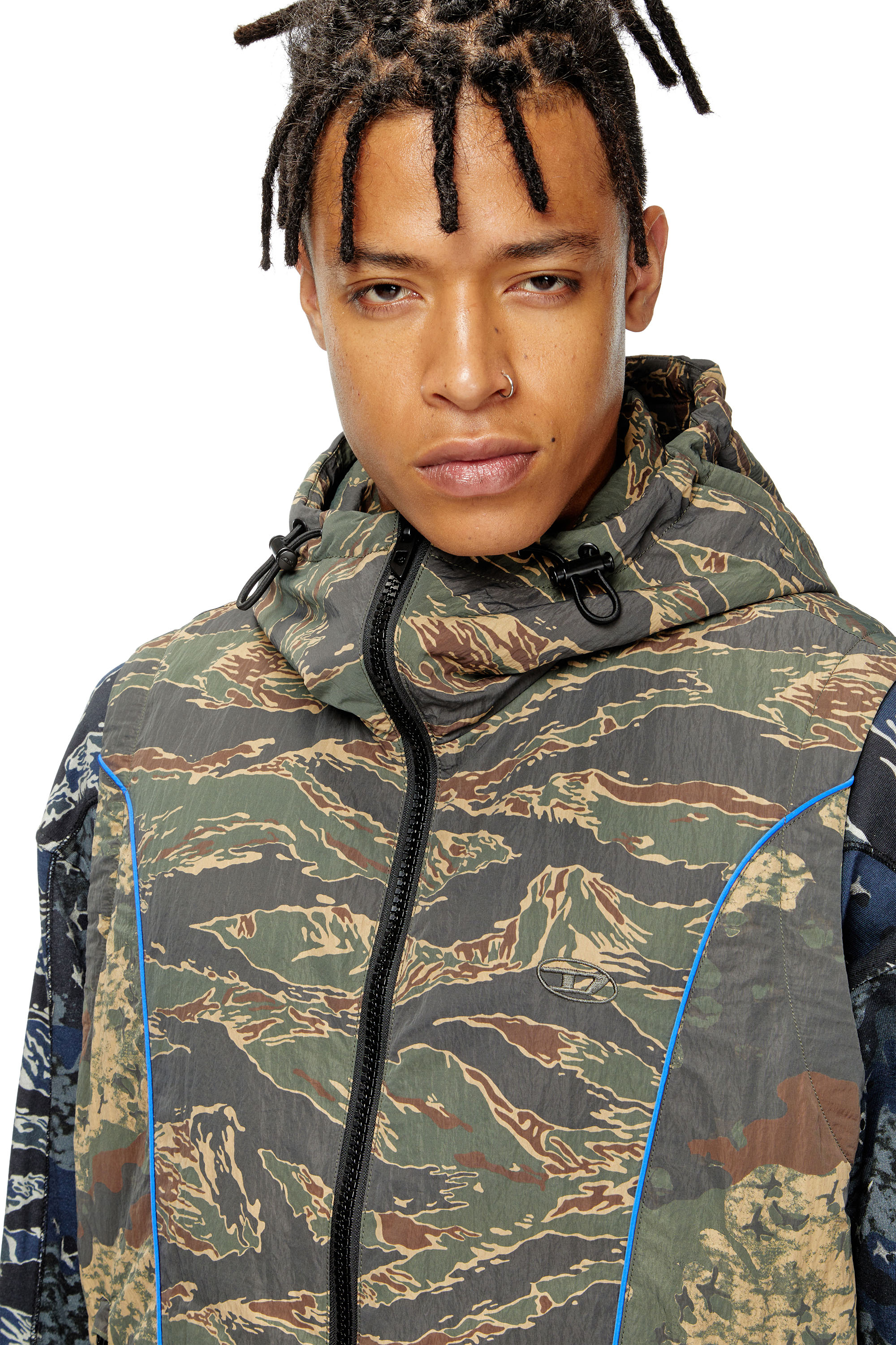 Diesel - J-OSTEND-SL-CAMU, Gilet à capuche avec imprimés camouflage mélangés Homme in Polychrome - 4