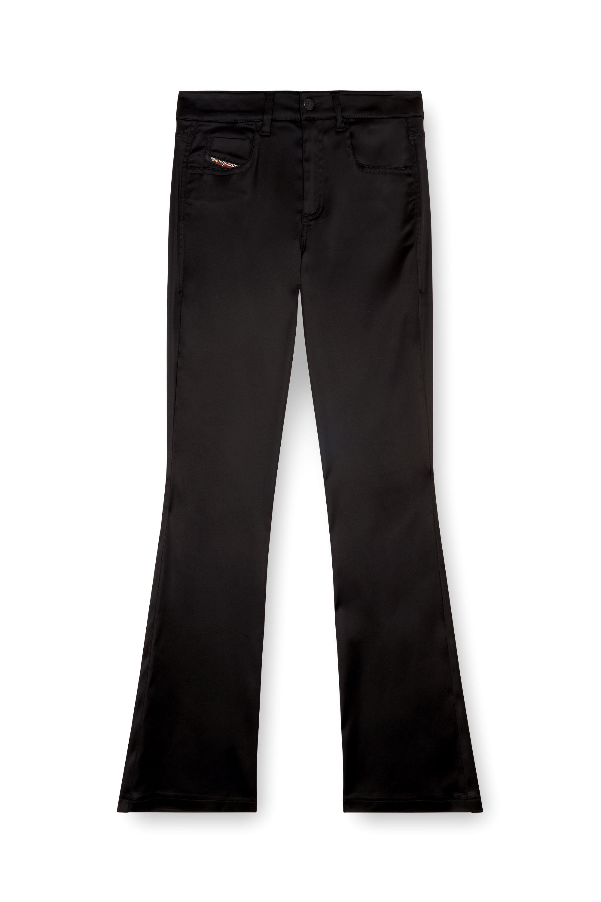 Diesel - P-EBBEY, Female's 5-pocket pants in stretch satin in Black - 4