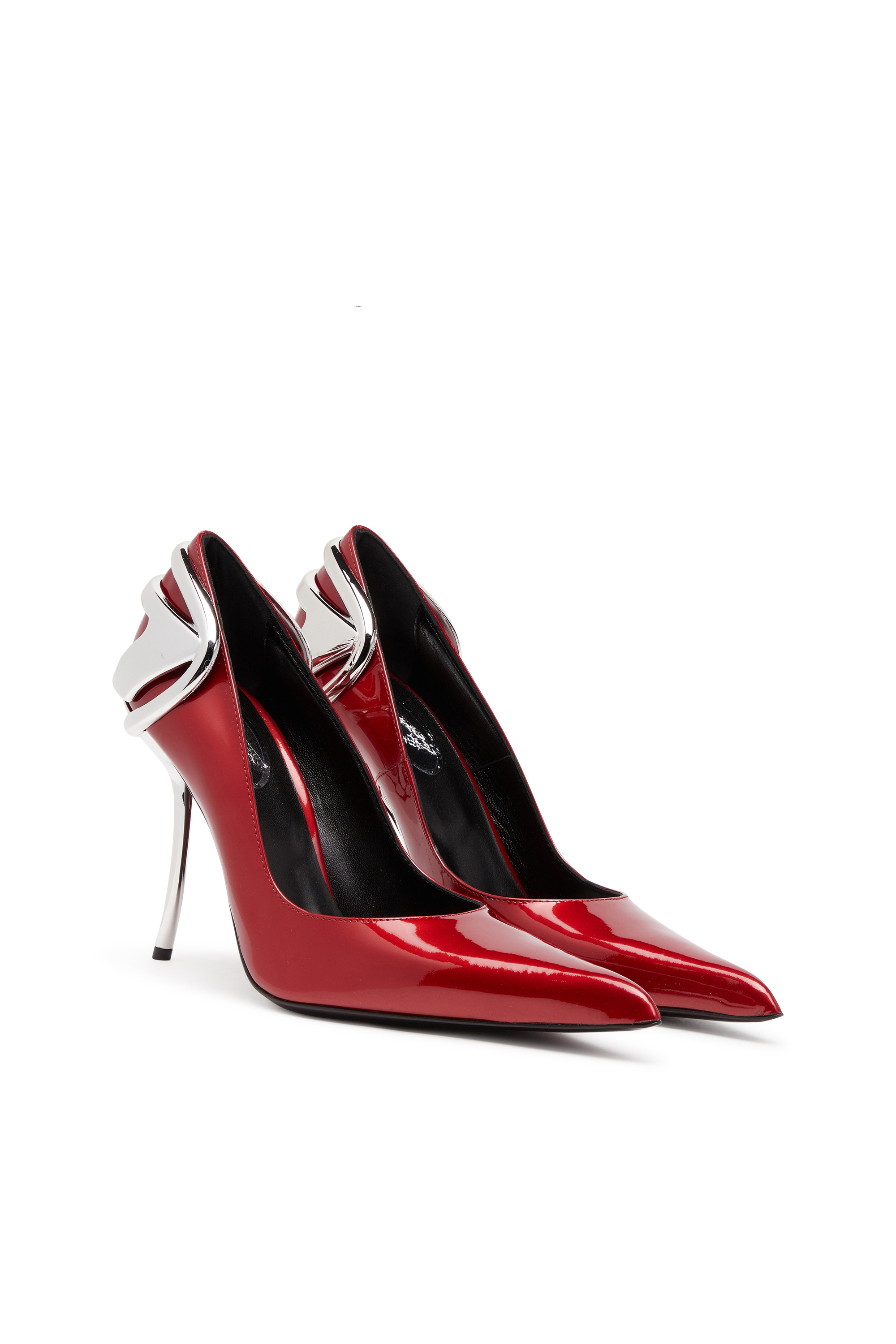 Diesel - D-TEN&HALF P, Female's D-Ten&Half-Patent leather pumps with Oval D heel in Red - 2