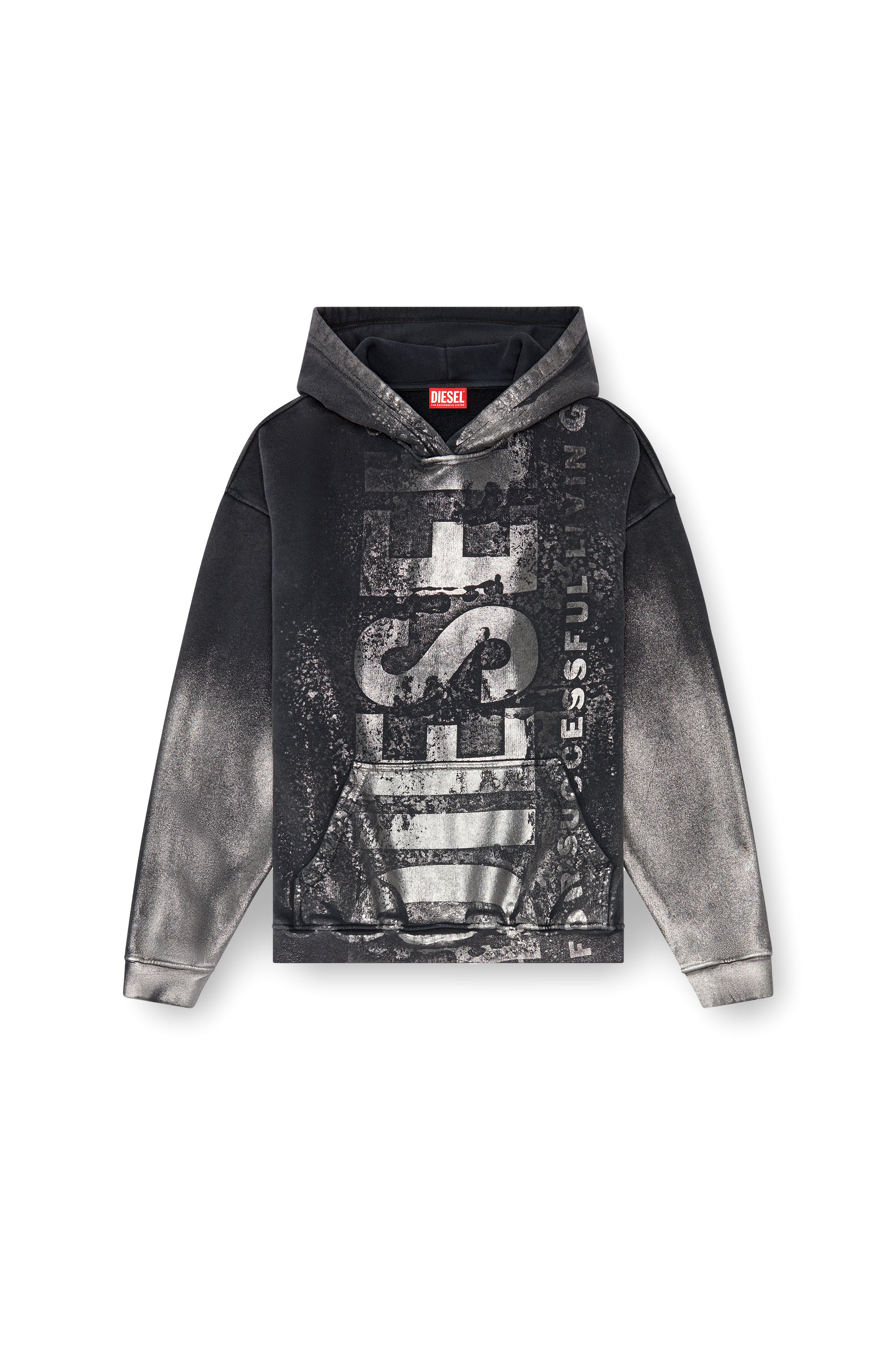 Diesel - S-BOXT-HOOD-Q6, Male's Metallic hoodie with logo in Black - 5